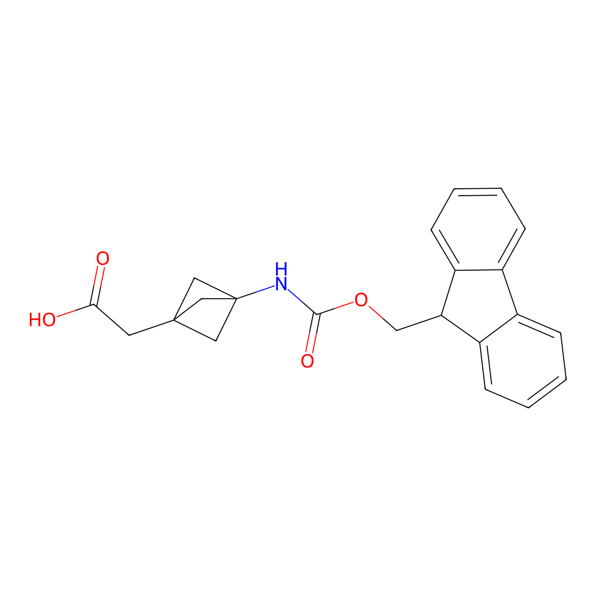 2-[3-({[(9H-fluoren-9-yl)methoxy]carbonyl}amino)bicyclo[1.1.1]pentan-1-yl]acetic acid molecular structure, CAS 2580227-48-9