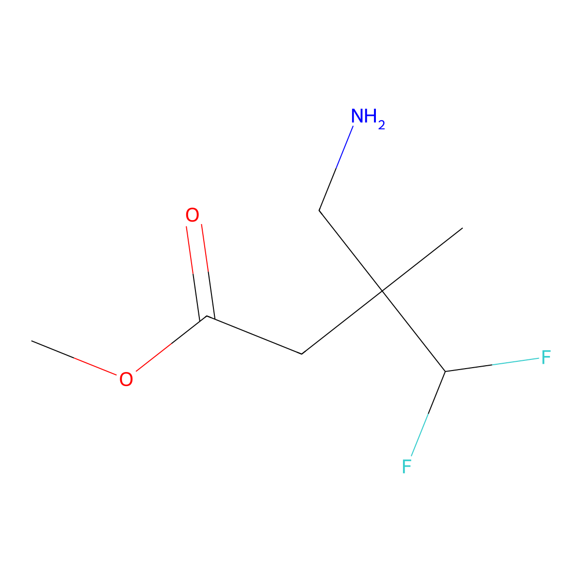 Methyl 4-amino-3-(difluoromethyl)-3-methylbutanoate molecular structure, CAS 2580227-49-0
