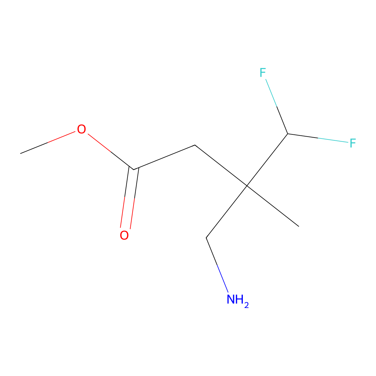 Methyl 4-amino-3-(difluoromethyl)-3-methylbutanoate molecular structure, CAS 2580227-49-0