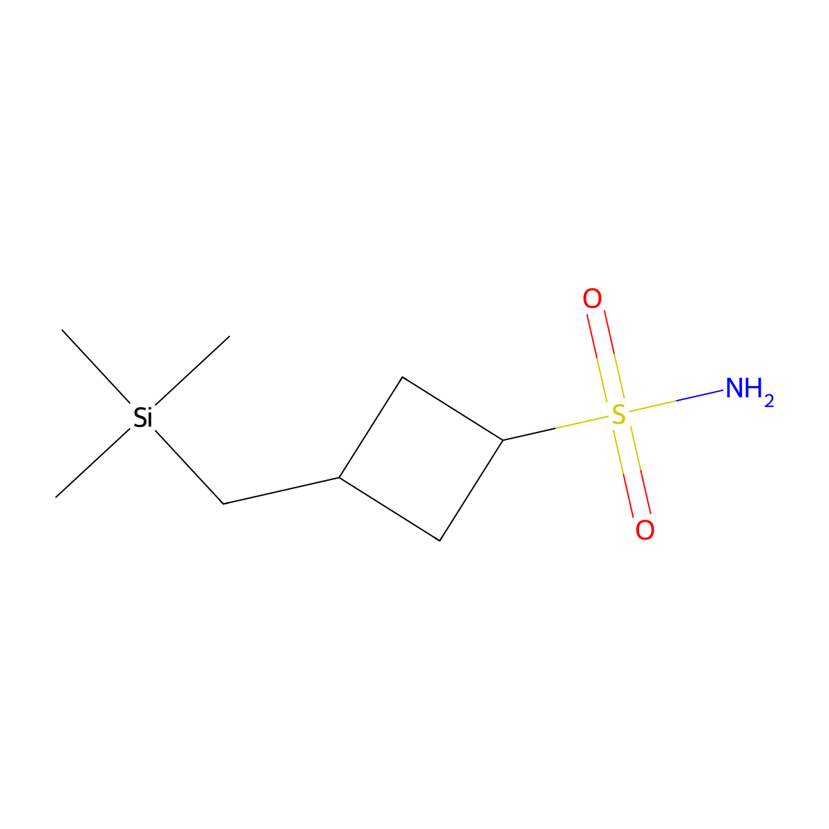 3-[(Trimethylsilyl)methyl]cyclobutane-1-sulfonamide molecular structure, CAS 2580227-52-5