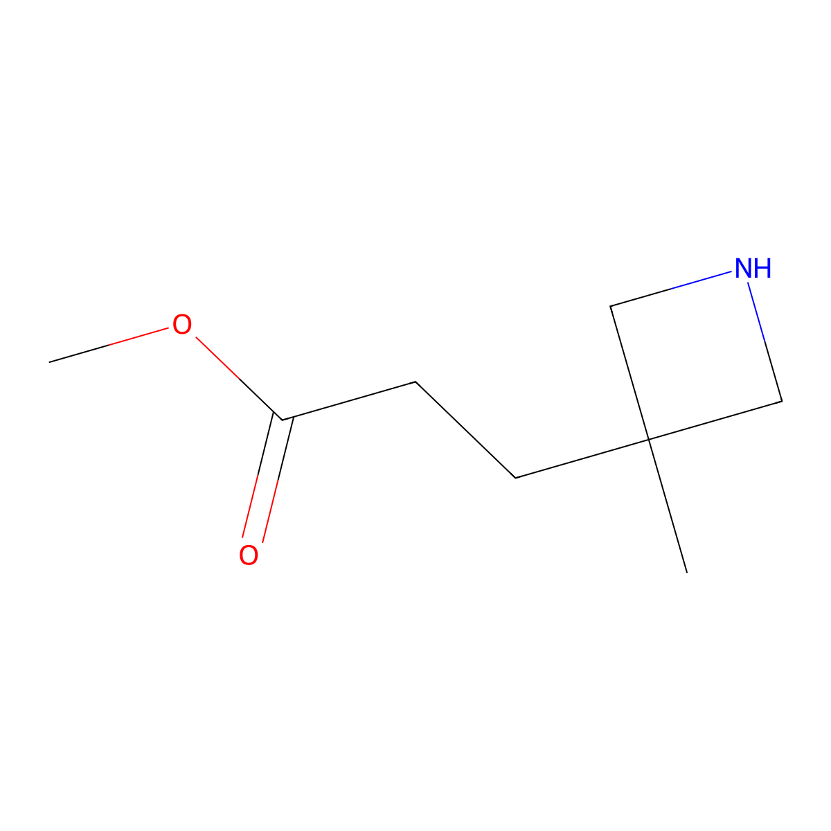 Methyl 3-(3-methylazetidin-3-yl)propanoate molecular structure, CAS 2580227-54-7