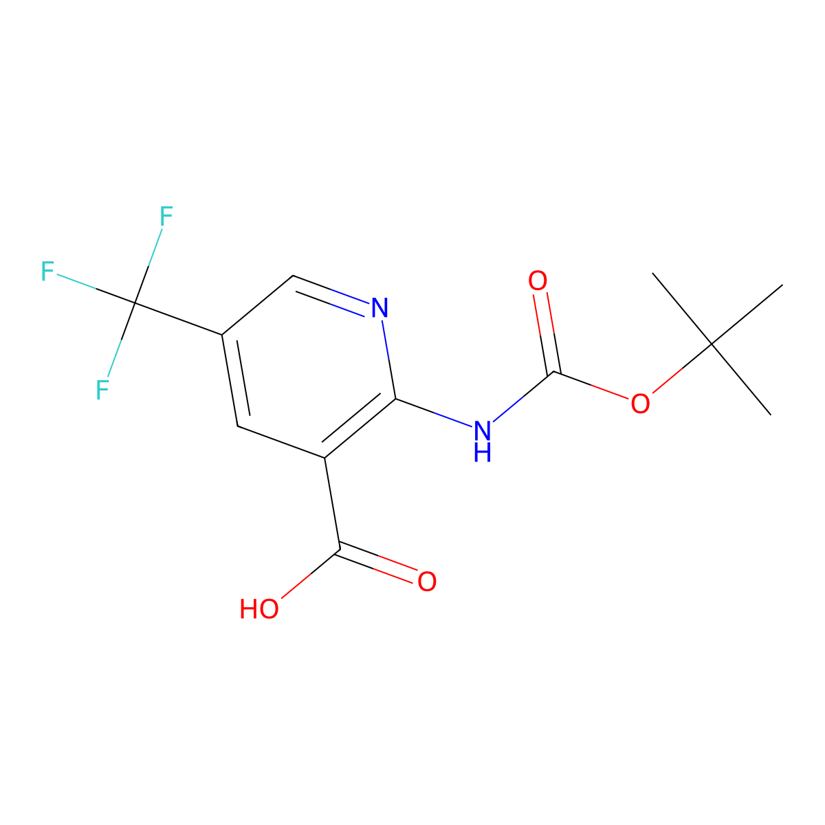 2-{[(Tert-butoxy)carbonyl]amino}-5-(trifluoromethyl)pyridine-3-carboxylic acid molecular structure, CAS 2580227-55-8