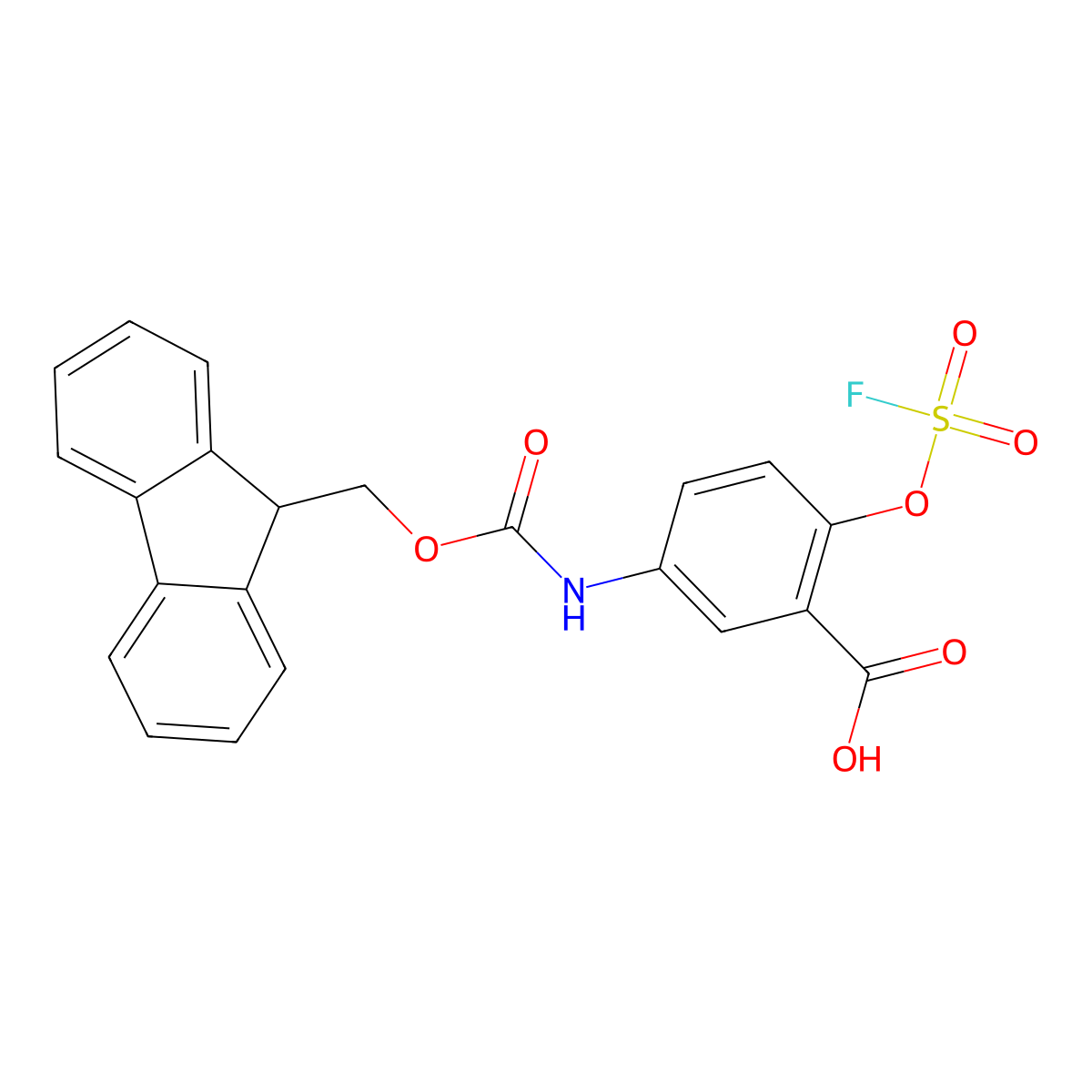 5-({[(9H-fluoren-9-yl)methoxy]carbonyl}amino)-2-[(fluorosulfonyl)oxy]benzoic acid molecular structure, CAS 2580227-61-6
