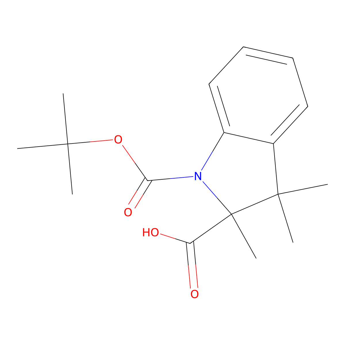 1-[(tert-butoxy)carbonyl]-2,3,3-trimethyl-2,3-dihydro-1H-indole-2-carboxylic acid molecular structure, CAS 2580227-62-7