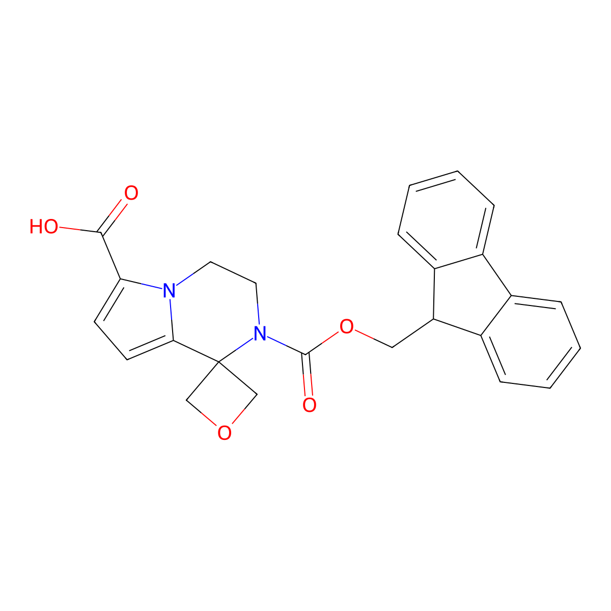 2'-{[(9H-fluoren-9-yl)methoxy]carbonyl}-3',4'-dihydro-2'H-spiro[oxetane-3,1'-pyrrolo[1,2-a]pyrazine]-6'-carboxylic acid molecular structure, CAS 2580227-63-8