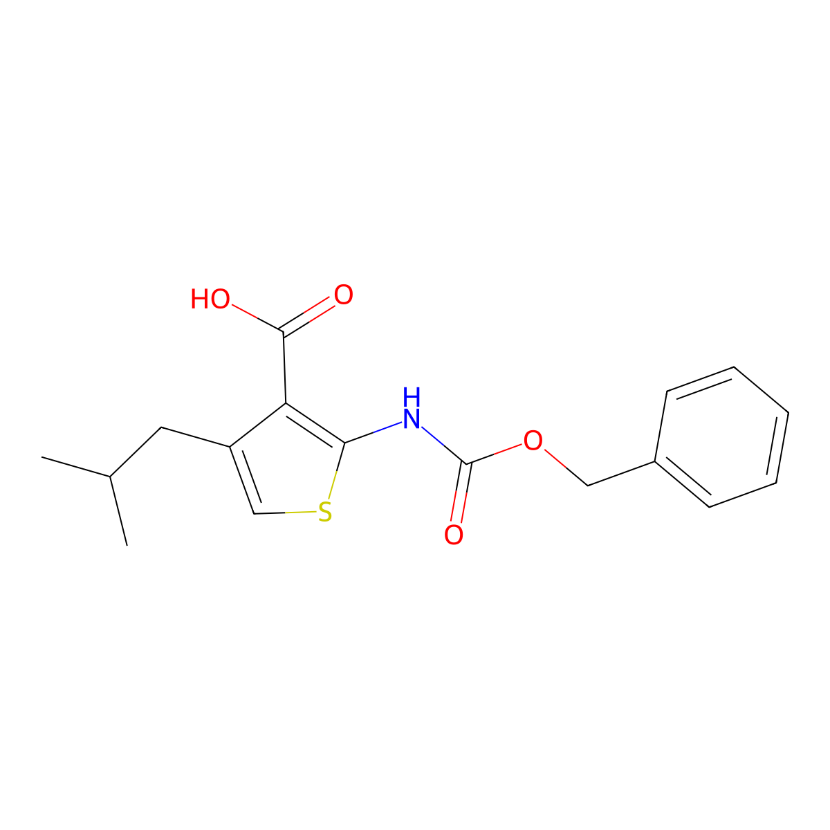 2-{[(Benzyloxy)carbonyl]amino}-4-(2-methylpropyl)thiophene-3-carboxylic acid molecular structure, CAS 2580227-64-9