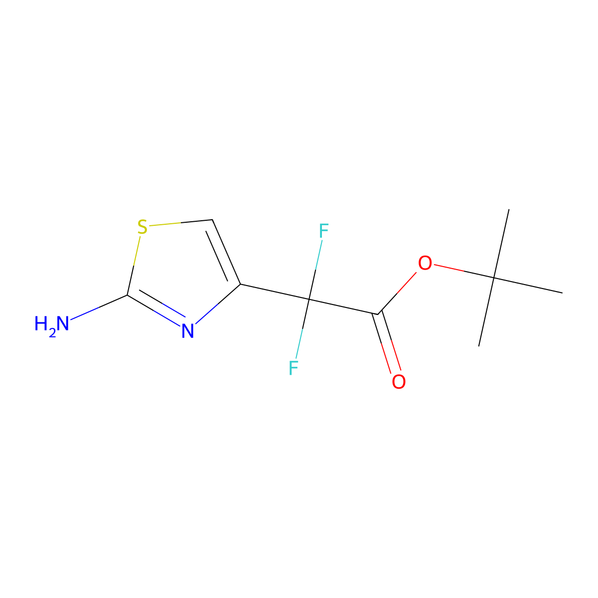 Tert-butyl 2-(2-amino-1,3-thiazol-4-yl)-2,2-difluoroacetate molecular structure, CAS 2580227-67-2