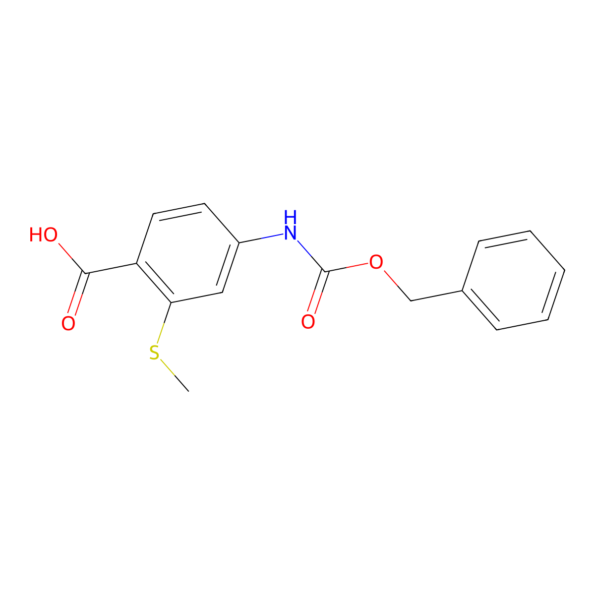 4-{[(Benzyloxy)carbonyl]amino}-2-(methylsulfanyl)benzoic acid molecular structure, CAS 2580227-72-9