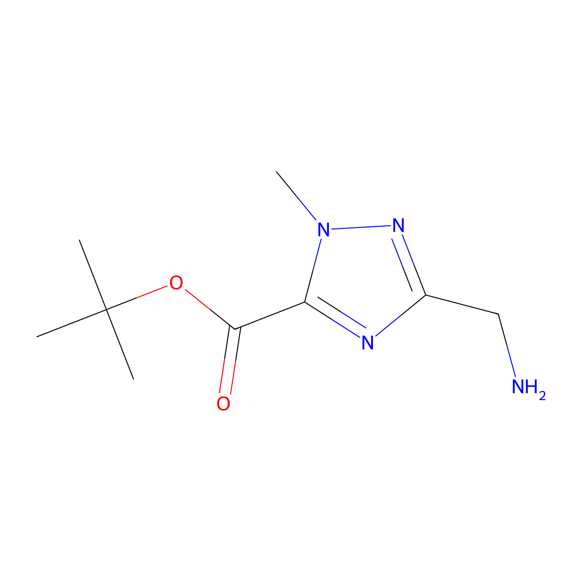 tert-butyl 3-(aminomethyl)-1-methyl-1H-1,2,4-triazole-5-carboxylate molecular structure, CAS 2580227-73-0