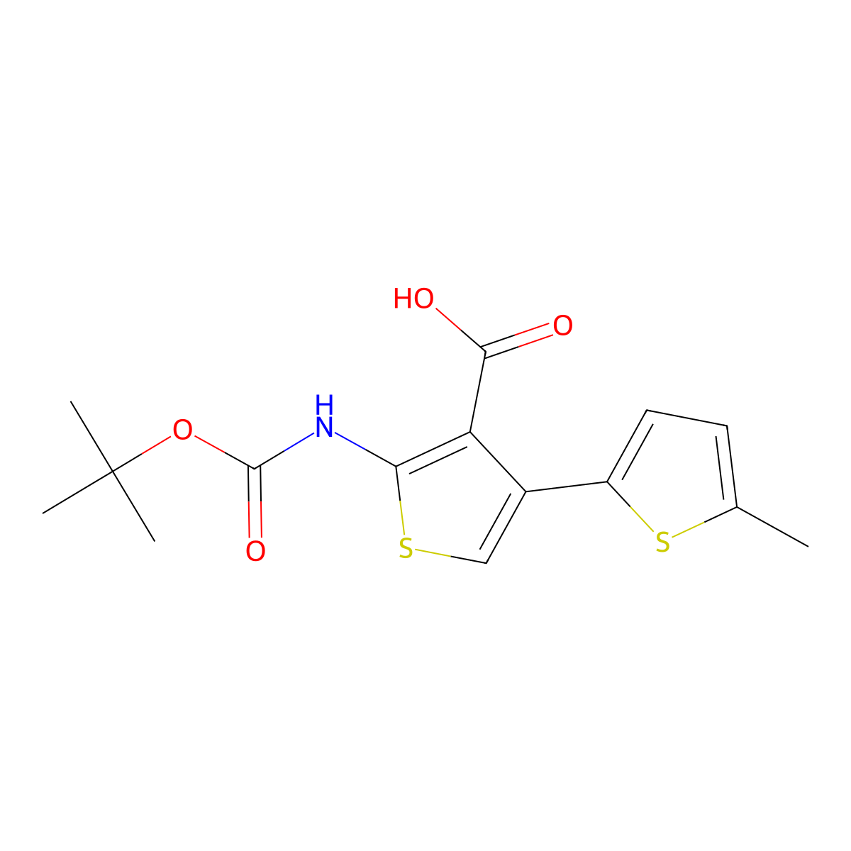 5'-{[(Tert-butoxy)carbonyl]amino}-5-methyl-[2,3'-bithiophene]-4'-carboxylicacid molecular structure, CAS 2580227-76-3