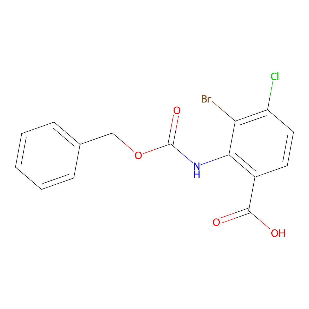 2-{[(Benzyloxy)carbonyl]amino}-3-bromo-4-chlorobenzoic acid molecular structure, CAS 2580227-79-6