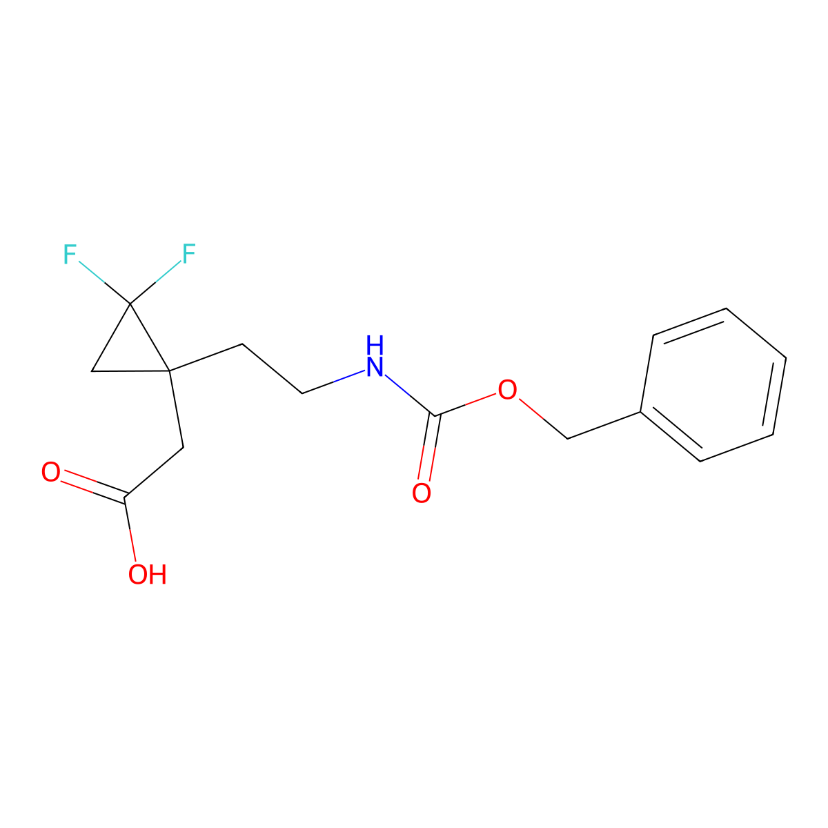 2-[1-(2-{[(Benzyloxy)carbonyl]amino}ethyl)-2,2-difluorocyclopropyl]acetic acid molecular structure, CAS 2580227-95-6
