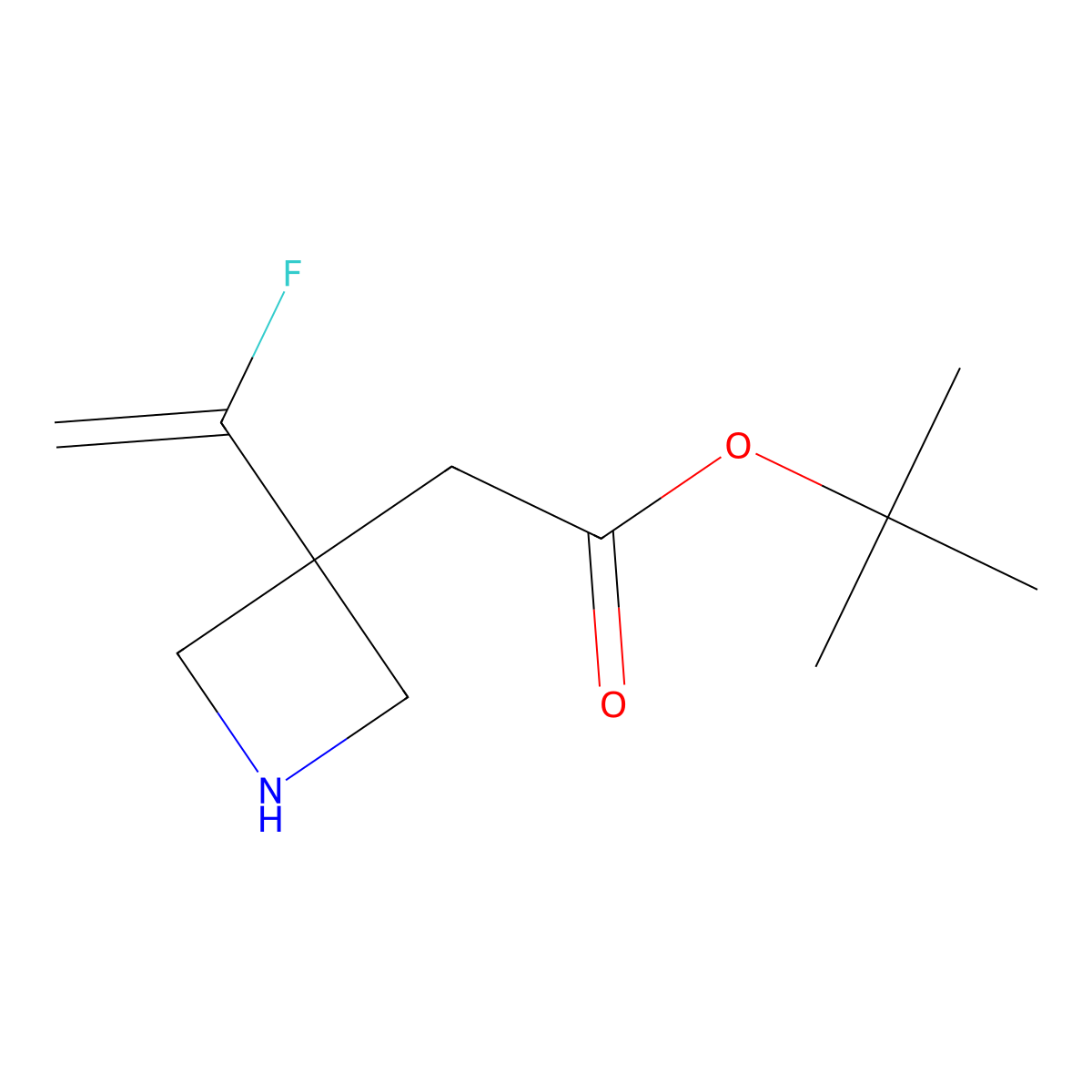 Tert-butyl 2-[3-(1-fluoroethenyl)azetidin-3-yl]acetate molecular structure, CAS 2580227-97-8