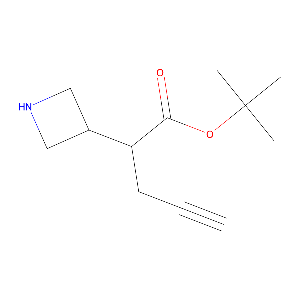 Tert-butyl 2-(azetidin-3-yl)pent-4-ynoate molecular structure, CAS 2580228-05-1