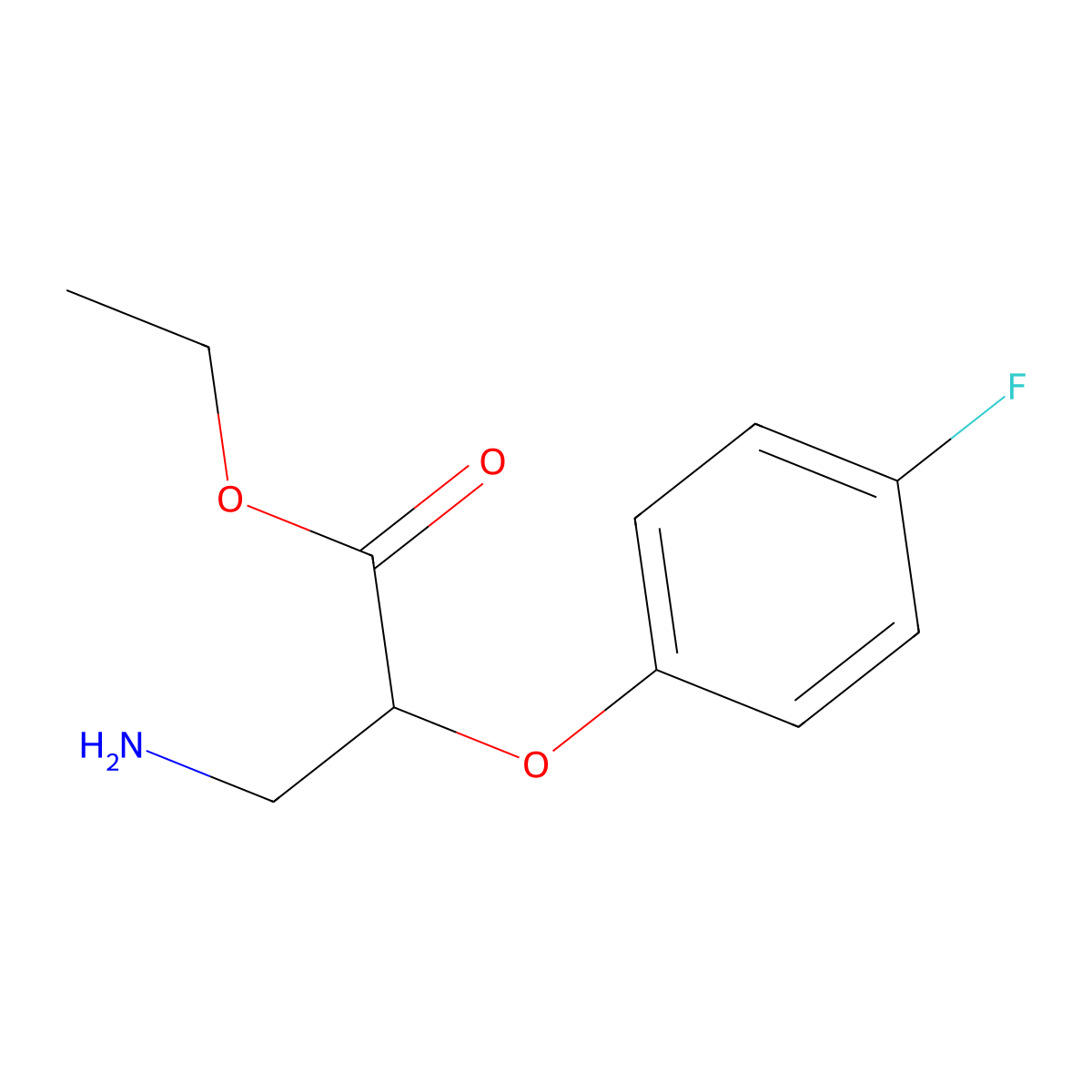 Ethyl 3-amino-2-(4-fluorophenoxy)propanoate molecular structure, CAS 2580228-07-3