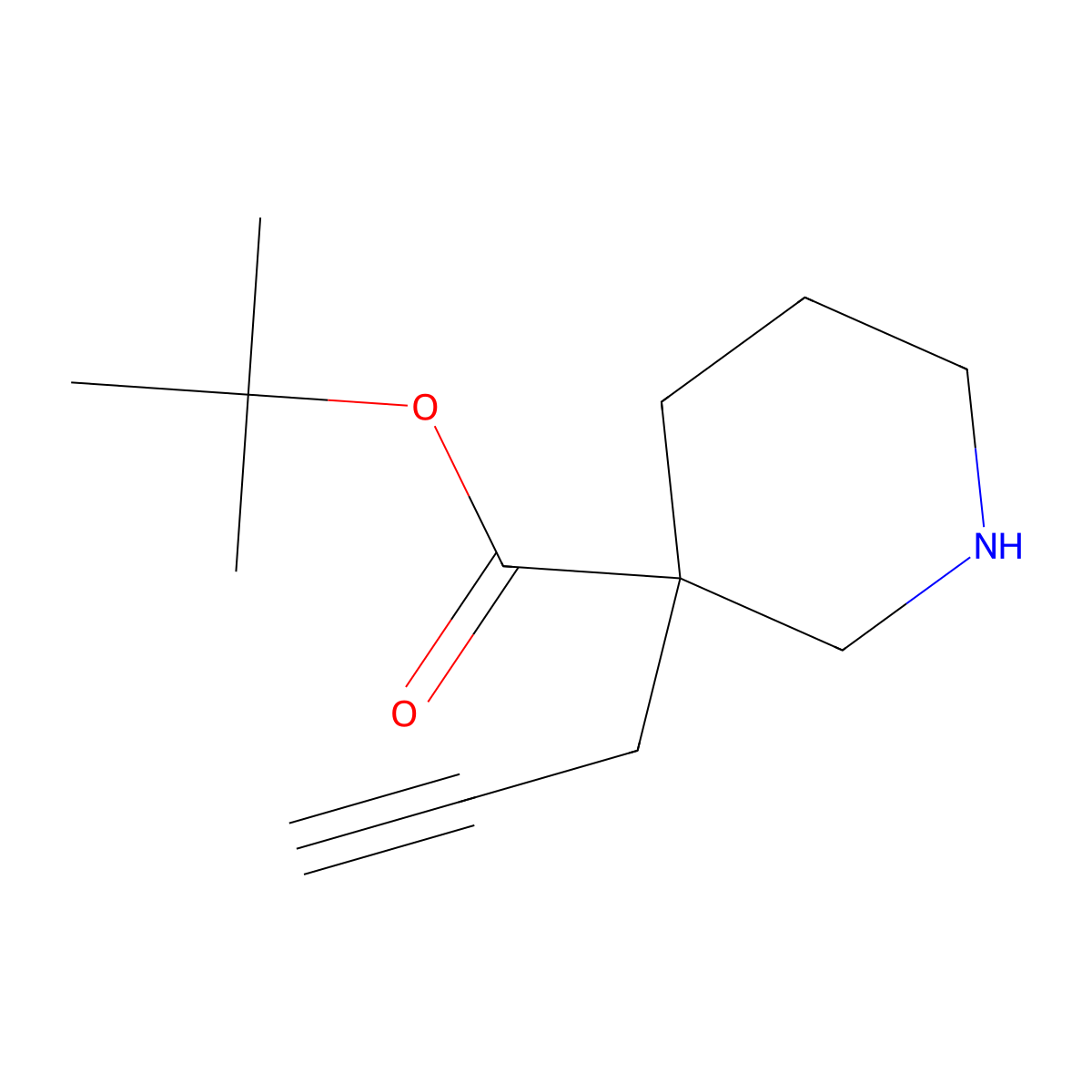 Tert-butyl 3-(prop-2-yn-1-yl)piperidine-3-carboxylate molecular structure, CAS 2580228-11-9