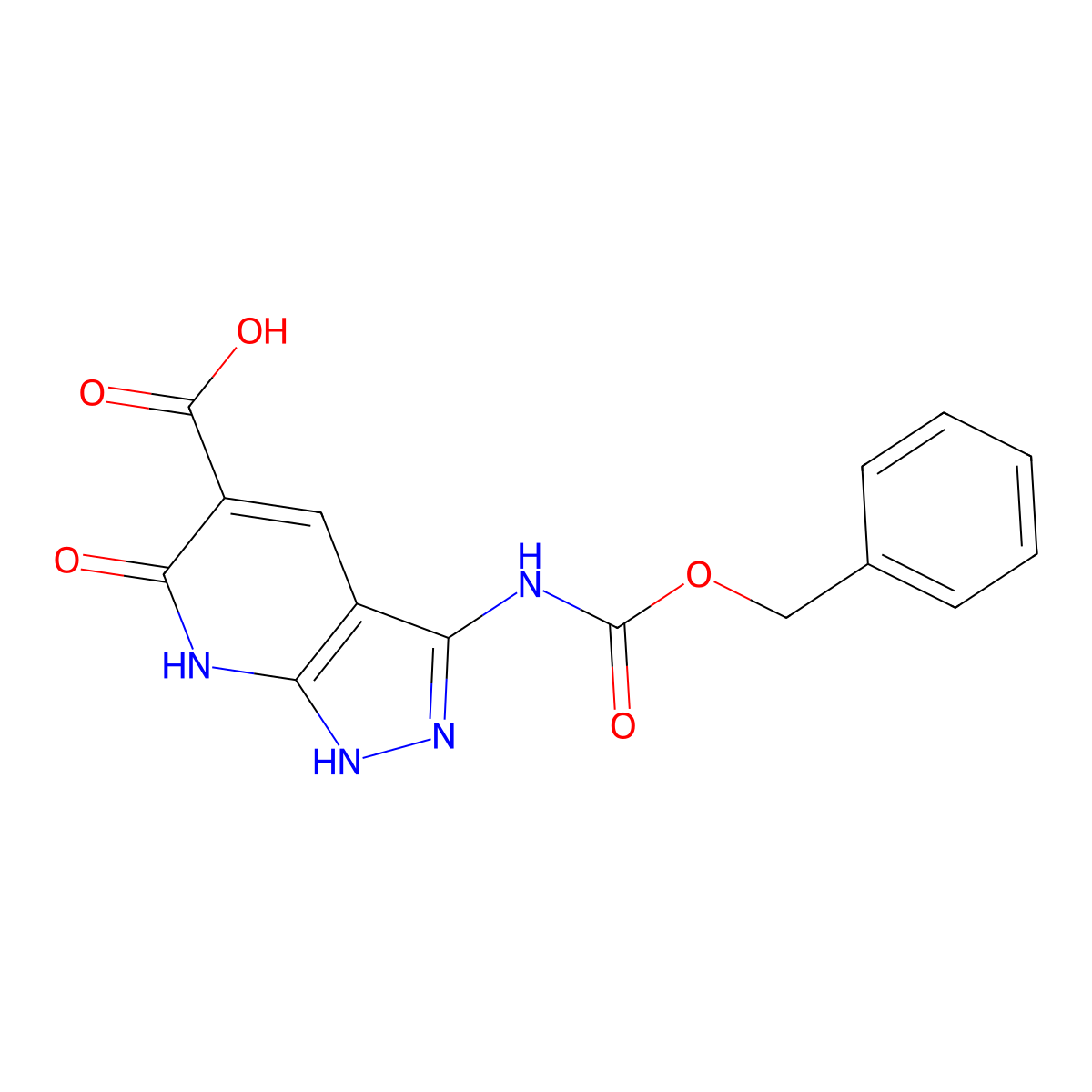 3-{[(benzyloxy)carbonyl]amino}-6-oxo-1H,6H,7H-pyrazolo[3,4-b]pyridine-5-carboxylic acid molecular structure, CAS 2580228-12-0