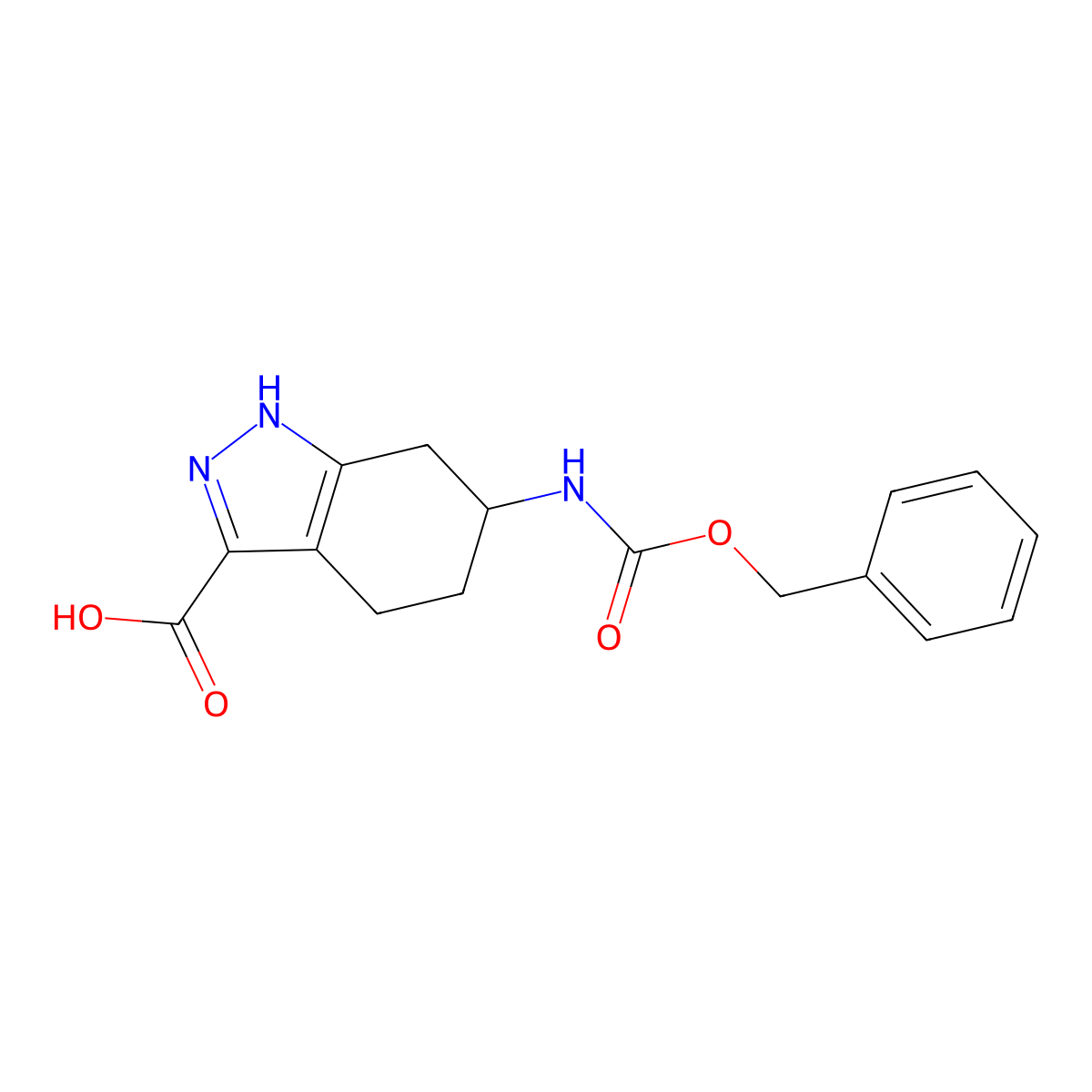 6-{[(benzyloxy)carbonyl]amino}-4,5,6,7-tetrahydro-1H-indazole-3-carboxylic acid molecular structure, CAS 2580228-14-2