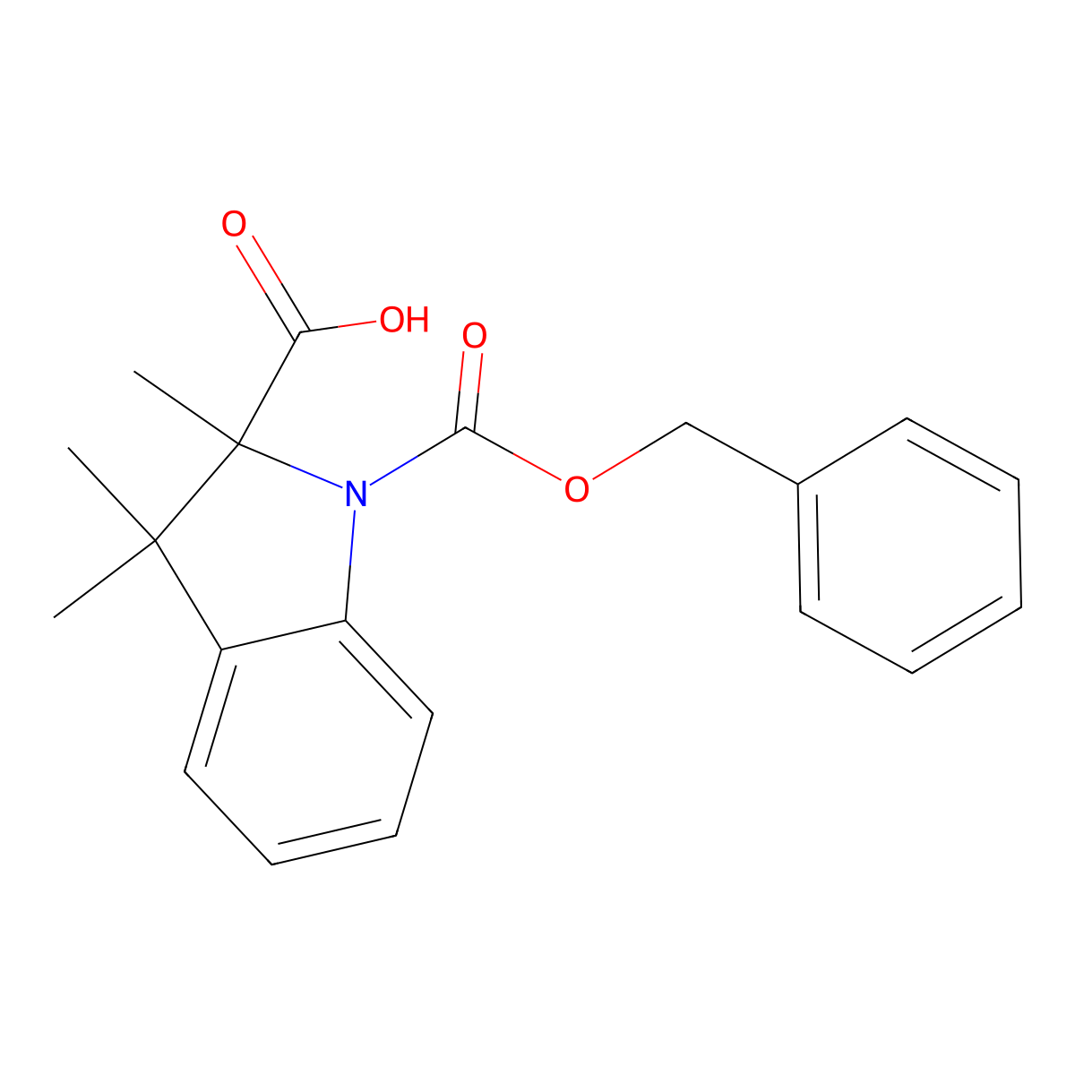 1-[(benzyloxy)carbonyl]-2,3,3-trimethyl-2,3-dihydro-1H-indole-2-carboxylic acid molecular structure, CAS 2580228-16-4