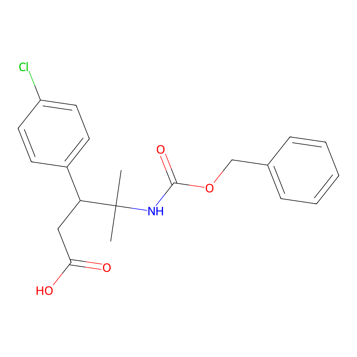 4-{[(Benzyloxy)carbonyl]amino}-3-(4-chlorophenyl)-4-methylpentanoic acid molecular structure, CAS 2580228-27-7