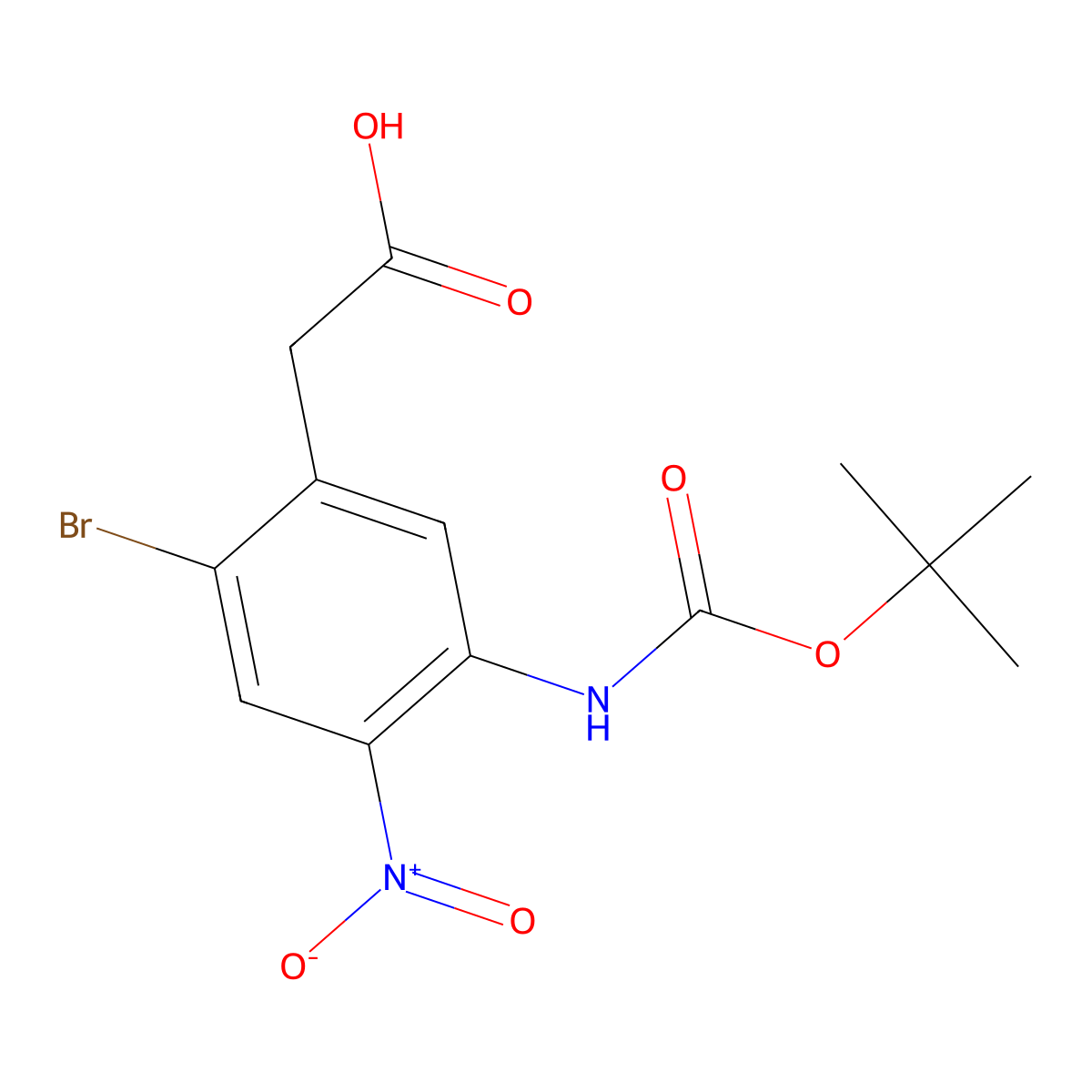 2-(2-Bromo-5-{[(tert-butoxy)carbonyl]amino}-4-nitrophenyl)acetic acid molecular structure, CAS 2580228-31-3