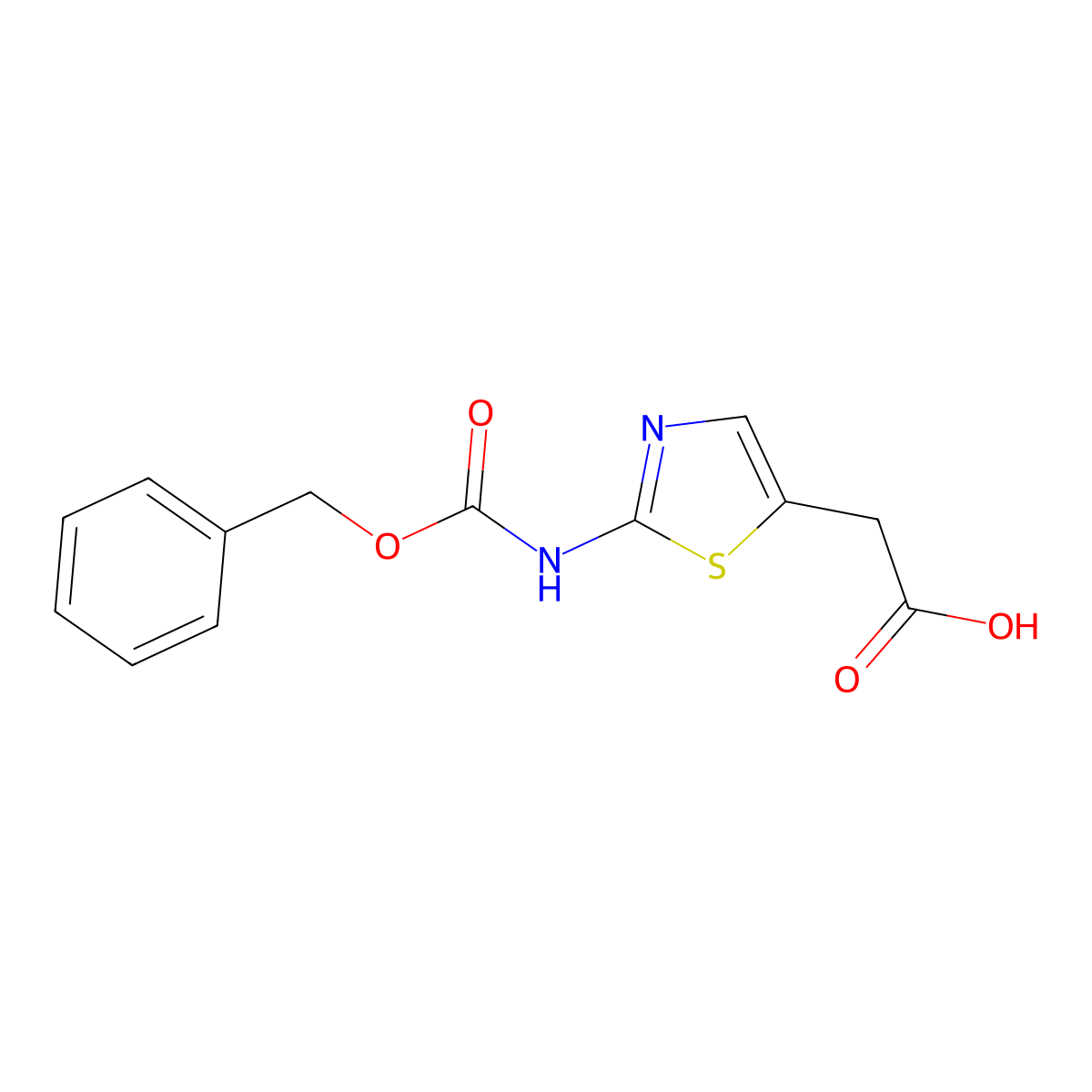 2-(2-{[(Benzyloxy)carbonyl]amino}-1,3-thiazol-5-yl)acetic acid molecular structure, CAS 2580228-37-9