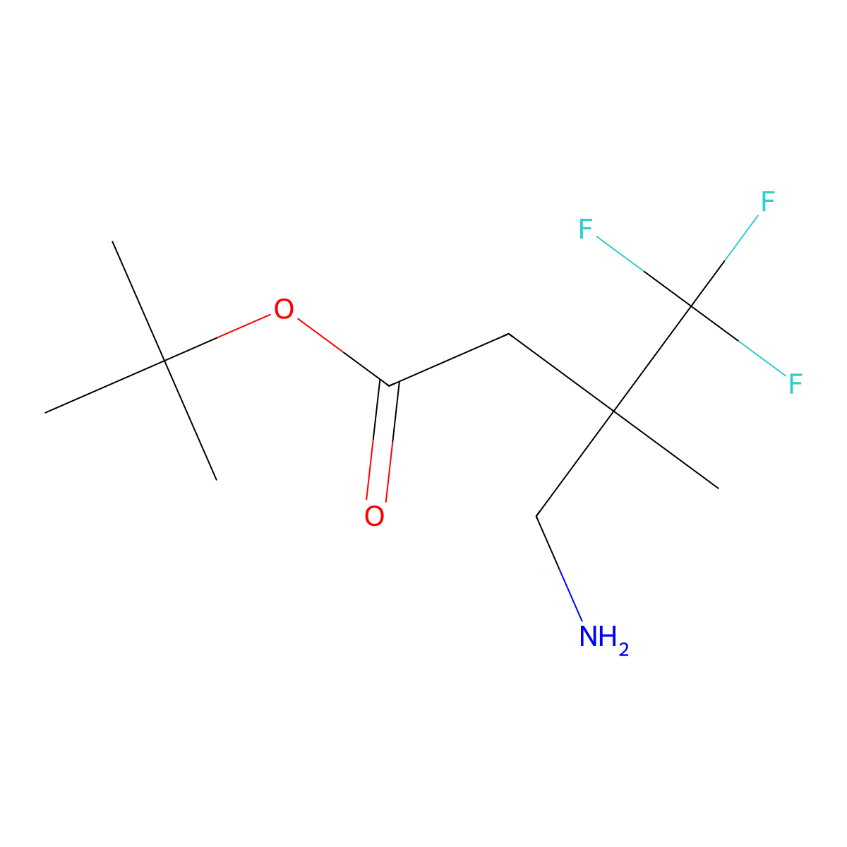 Tert-butyl 4-amino-3-methyl-3-(trifluoromethyl)butanoate molecular structure, CAS 2580228-41-5