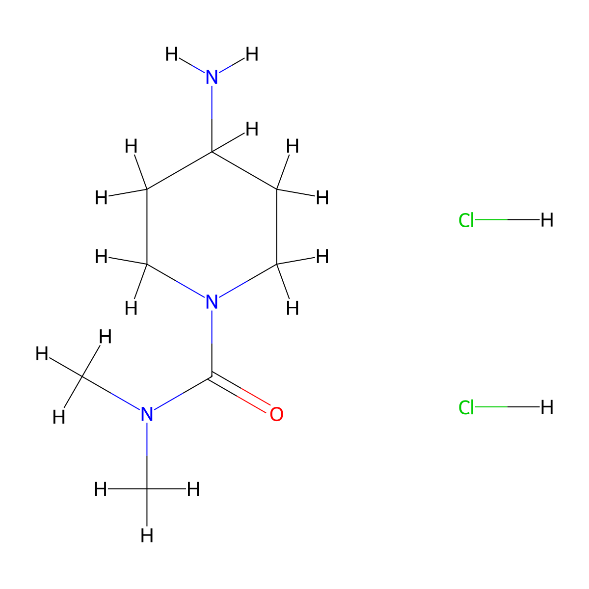 4-amino-N,N-dimethylpiperidine-1-carboxamide dihydrochloride molecular structure, CAS 2580228-42-6