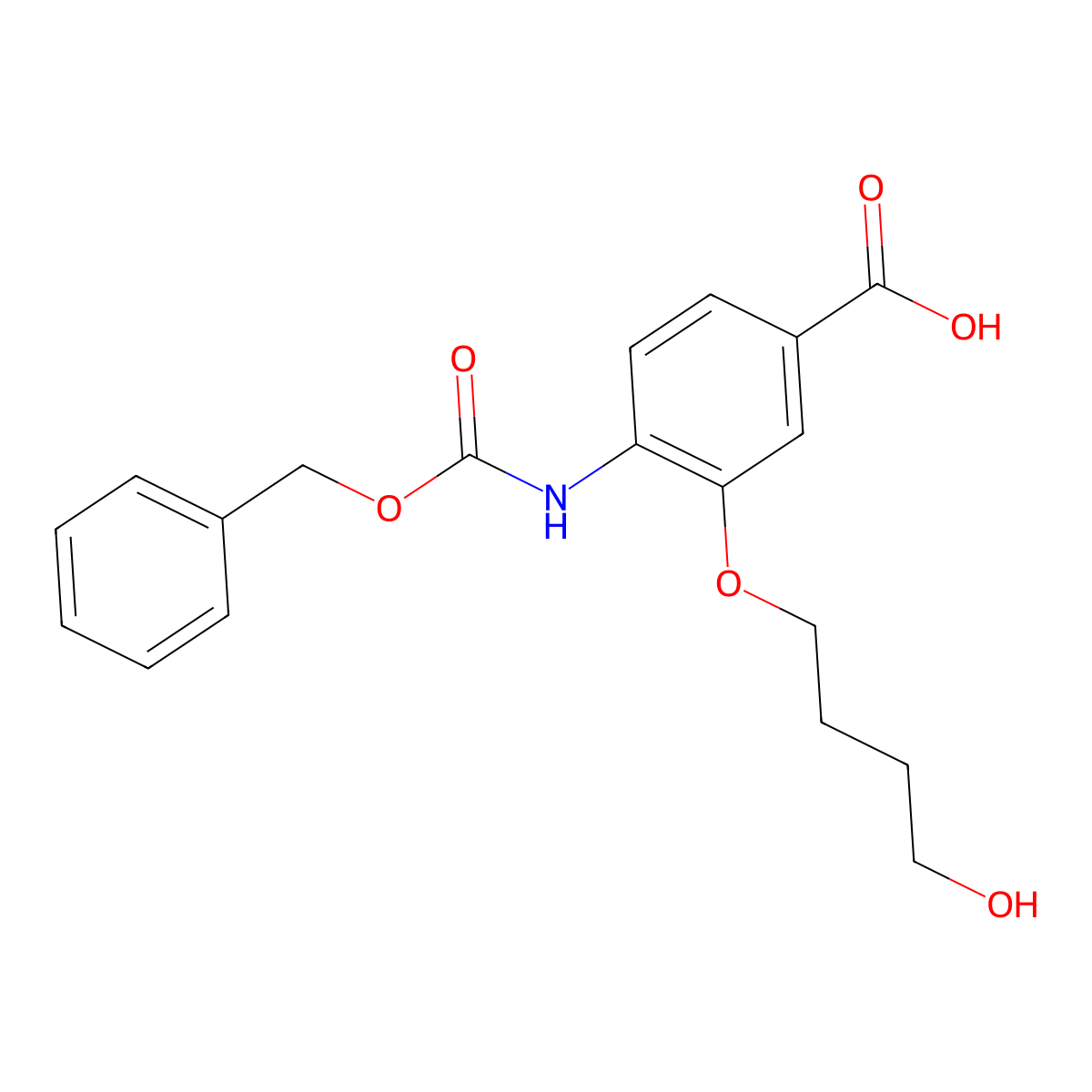 4-{[(Benzyloxy)carbonyl]amino}-3-(4-hydroxybutoxy)benzoic acid molecular structure, CAS 2580228-43-7