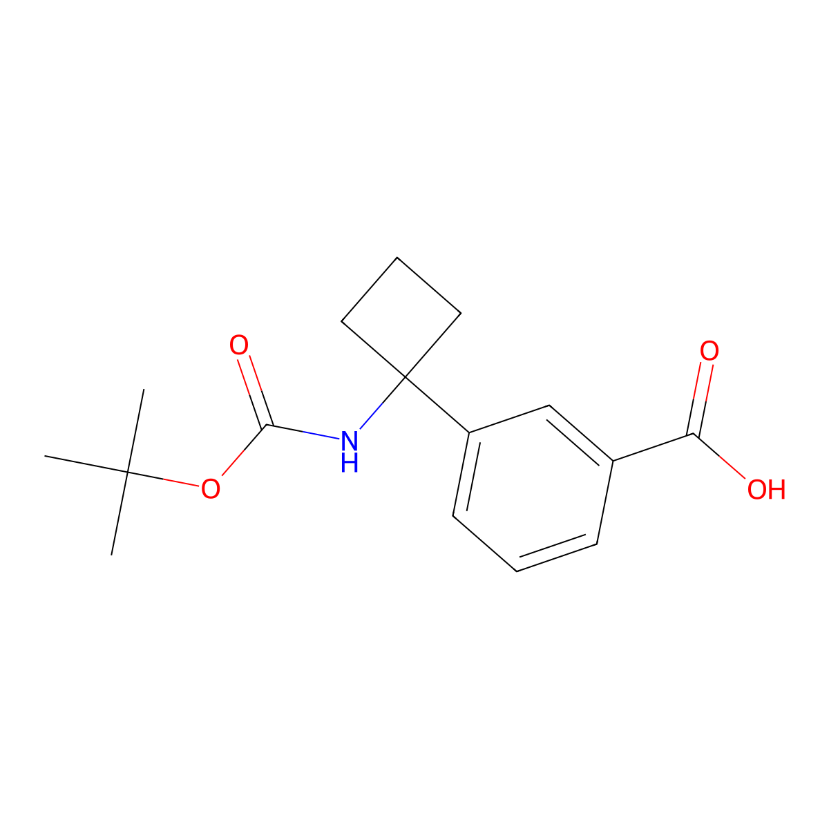 3-(1-{[(Tert-butoxy)carbonyl]amino}cyclobutyl)benzoic acid molecular structure, CAS 2580228-46-0