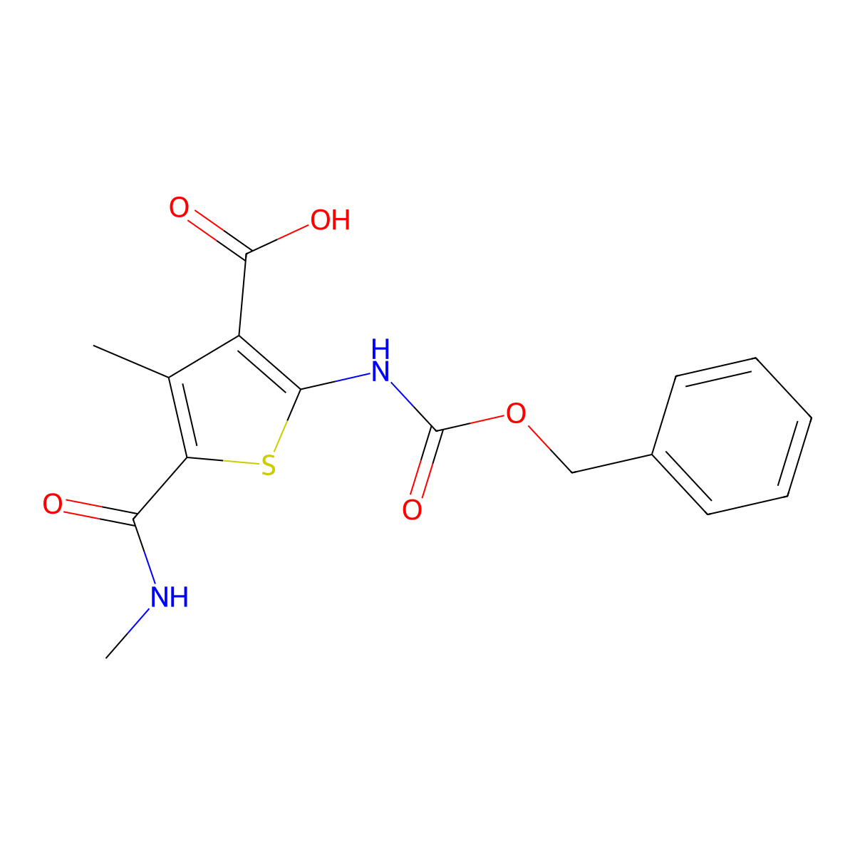 2-{[(Benzyloxy)carbonyl]amino}-4-methyl-5-(methylcarbamoyl)thiophene-3-carboxylic acid molecular structure, CAS 2580228-48-2