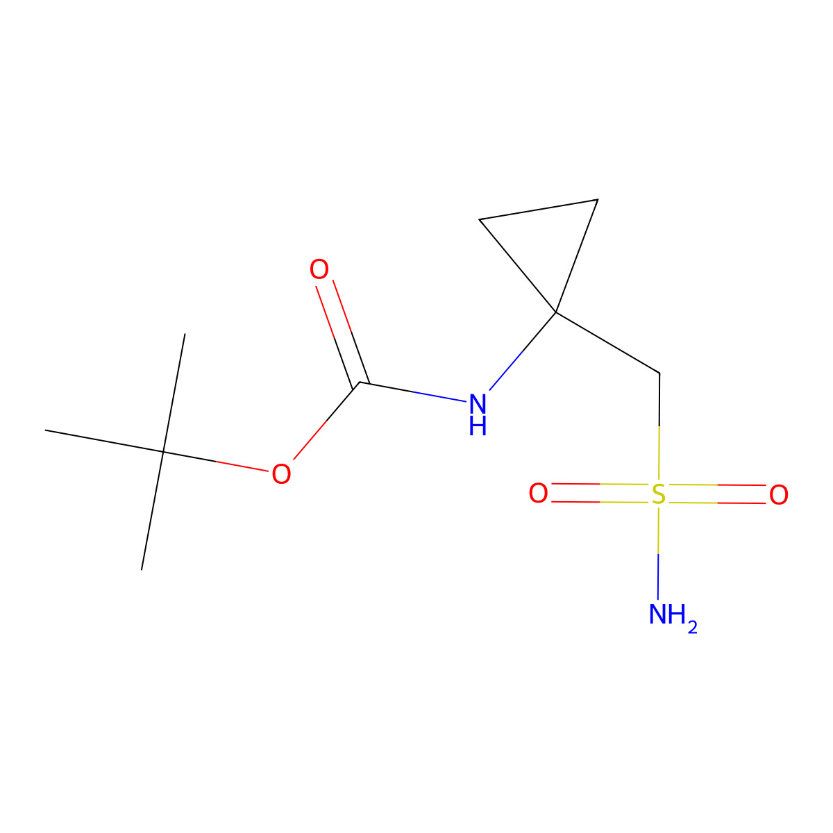 tert-butylN-[1-(sulfamoylmethyl)cyclopropyl]carbamate molecular structure, CAS 2580228-51-7