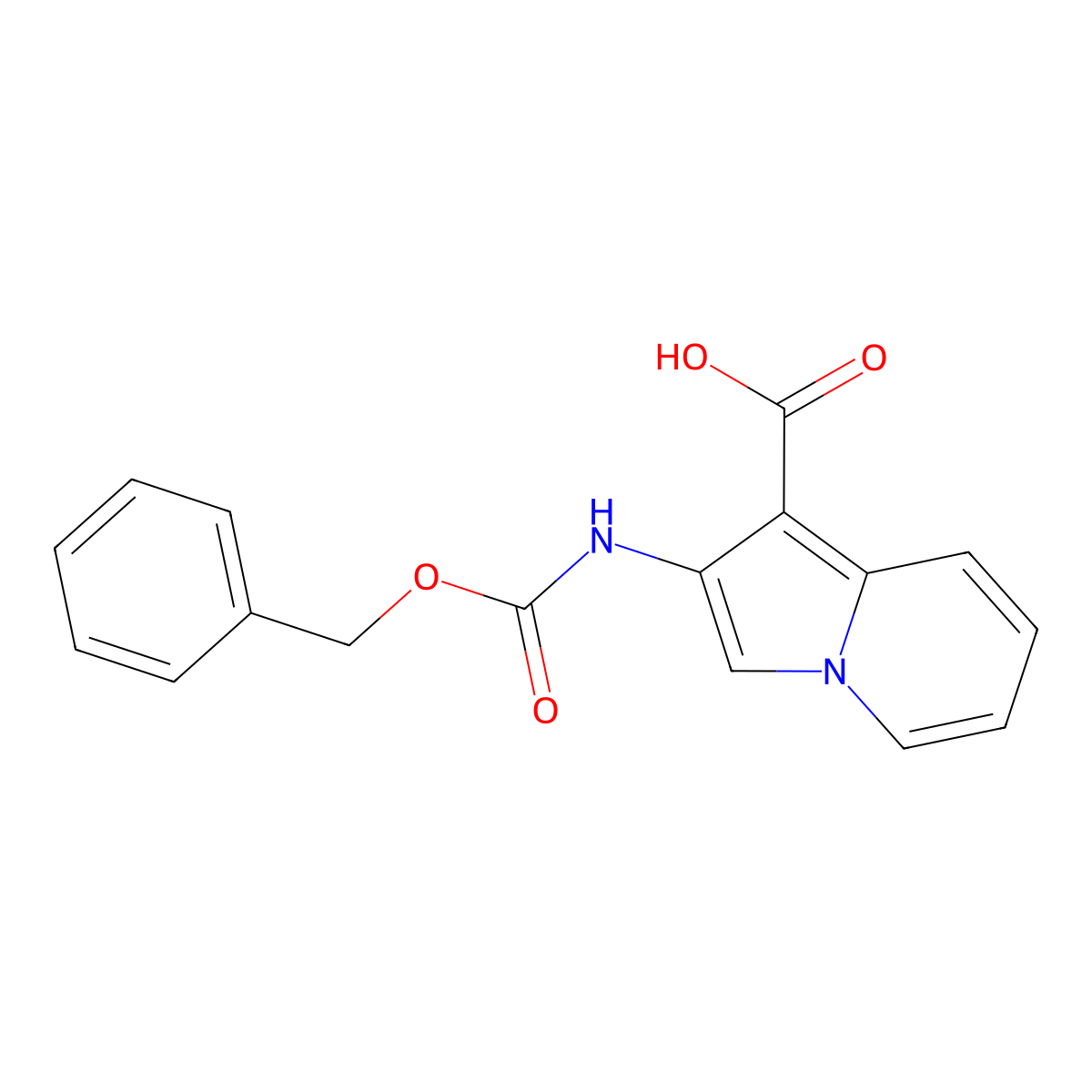 2-{[(Benzyloxy)carbonyl]amino}indolizine-1-carboxylic acid molecular structure, CAS 2580228-52-8