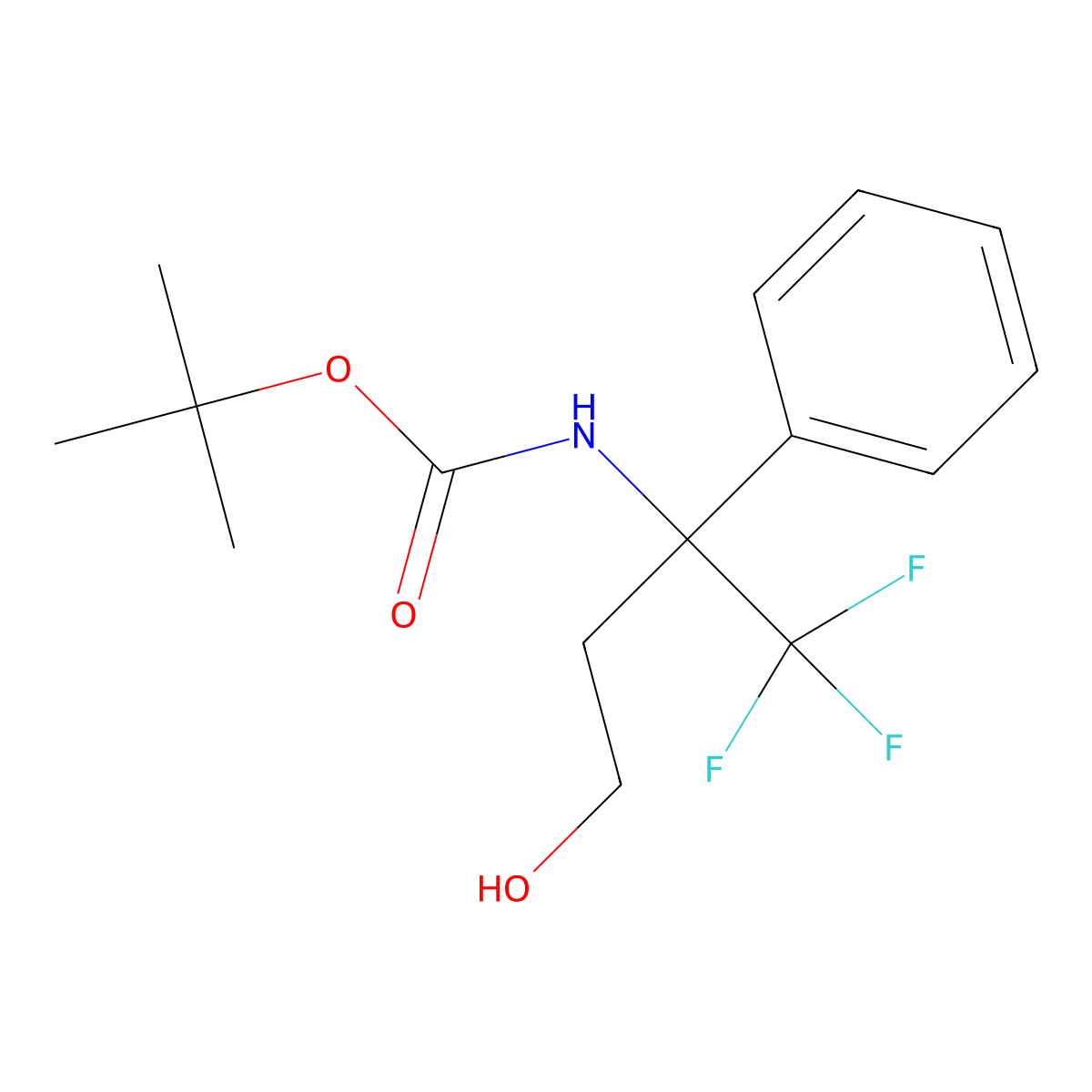tert-butyl N-(1,1,1-trifluoro-4-hydroxy-2-phenylbutan-2-yl)carbamate molecular structure, CAS 2580228-61-9