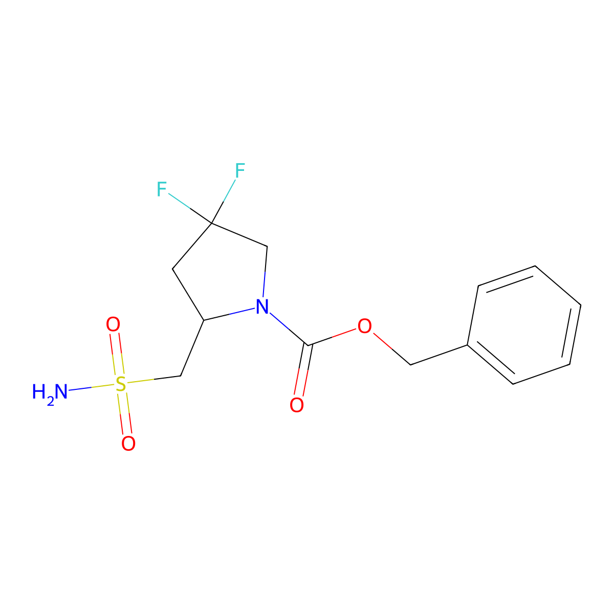 Benzyl 4,4-difluoro-2-(sulfamoylmethyl)pyrrolidine-1-carboxylate molecular structure, CAS 2580228-63-1