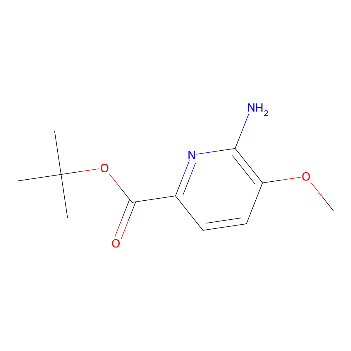 Tert-butyl 6-amino-5-methoxypyridine-2-carboxylate molecular structure, CAS 2580228-72-2