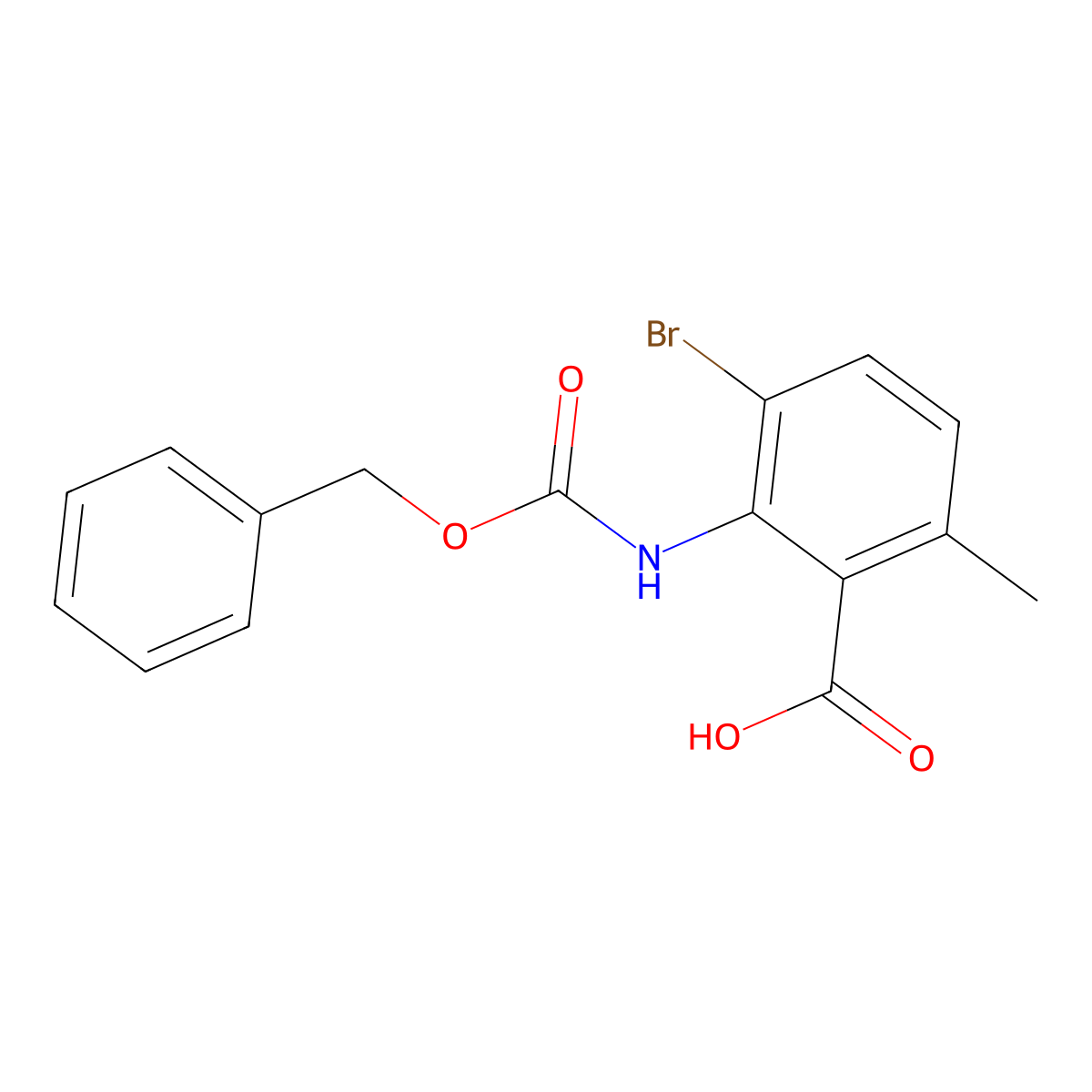 2-{[(Benzyloxy)carbonyl]amino}-3-bromo-6-methylbenzoic acid molecular structure, CAS 2580228-80-2