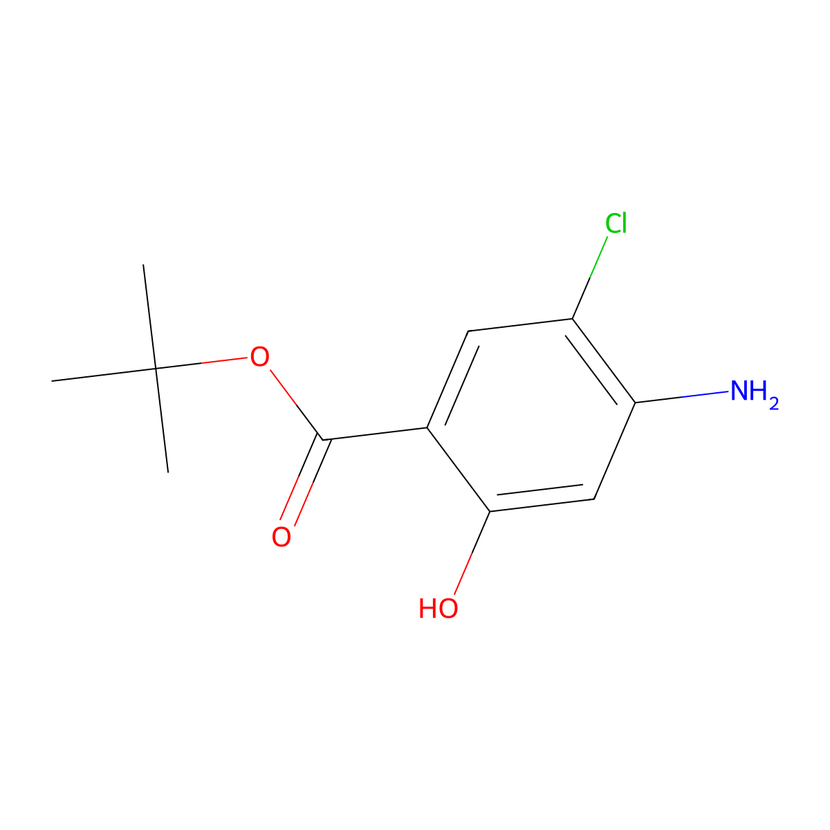 Tert-butyl 4-amino-5-chloro-2-hydroxybenzoate molecular structure, CAS 2580228-81-3