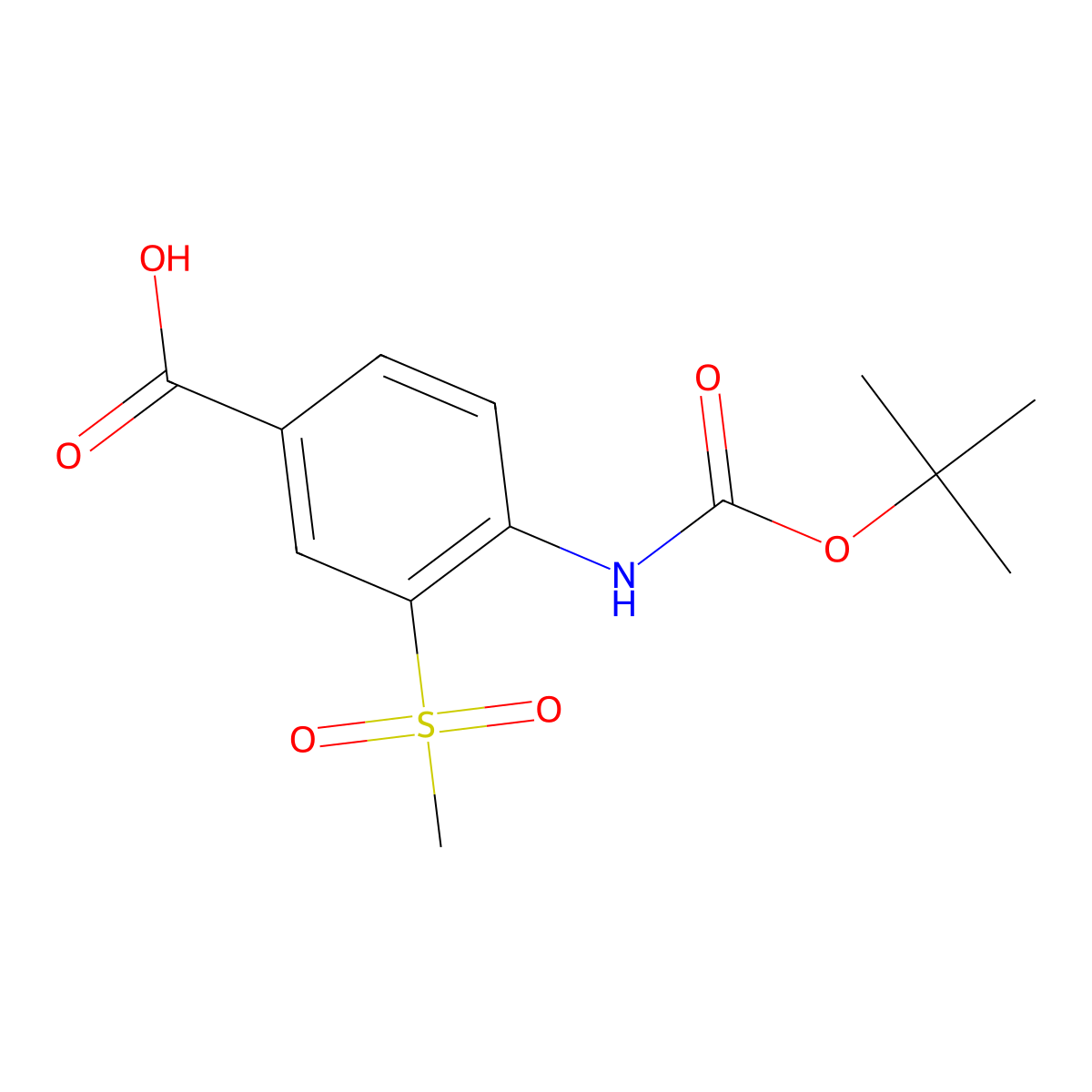 4-((tert-Butoxycarbonyl)amino)-3-(methylsulfonyl)benzoic acid molecular structure, CAS 2580228-86-8