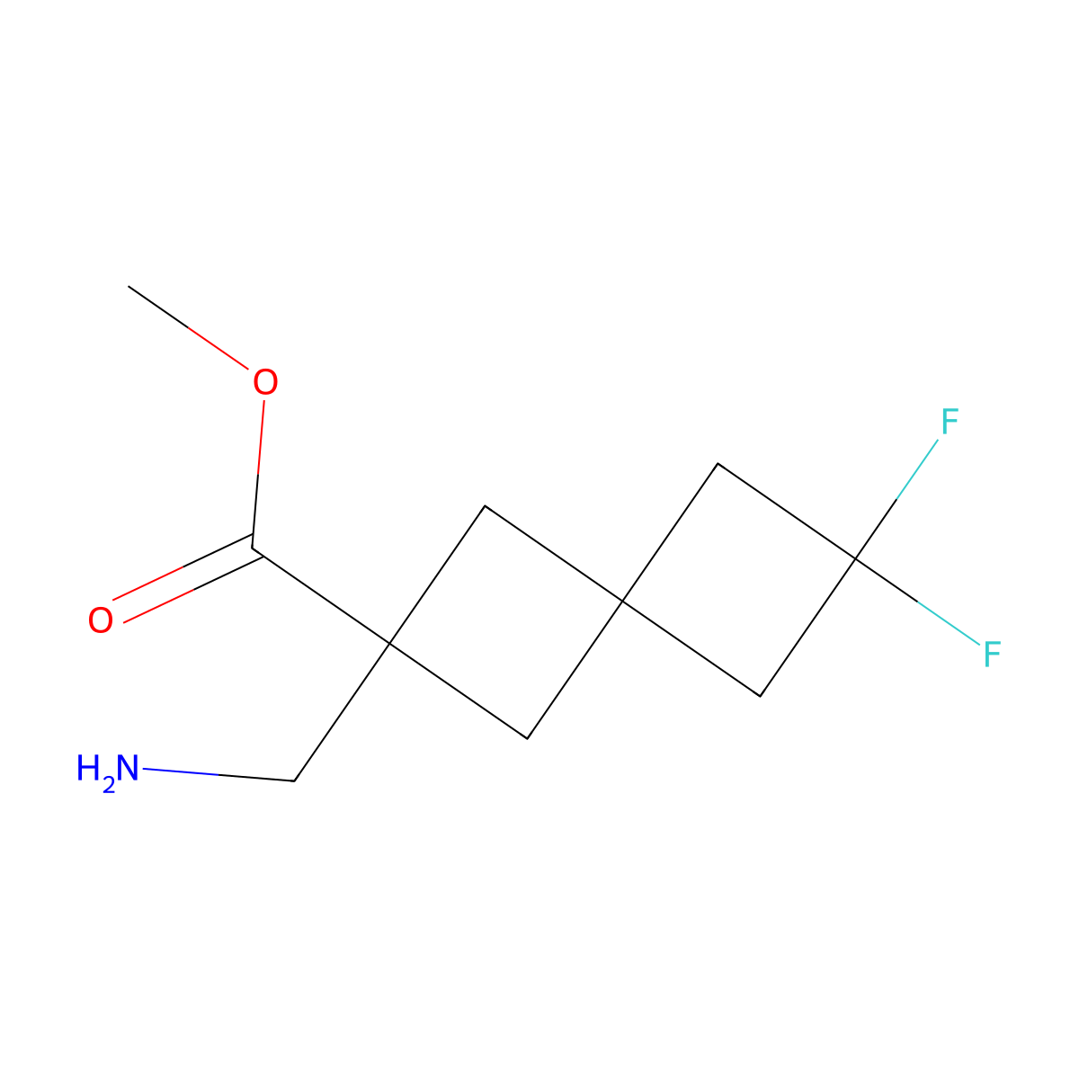 Methyl 2-(aminomethyl)-6,6-difluorospiro[3.3]heptane-2-carboxylate molecular structure, CAS 2580228-91-5