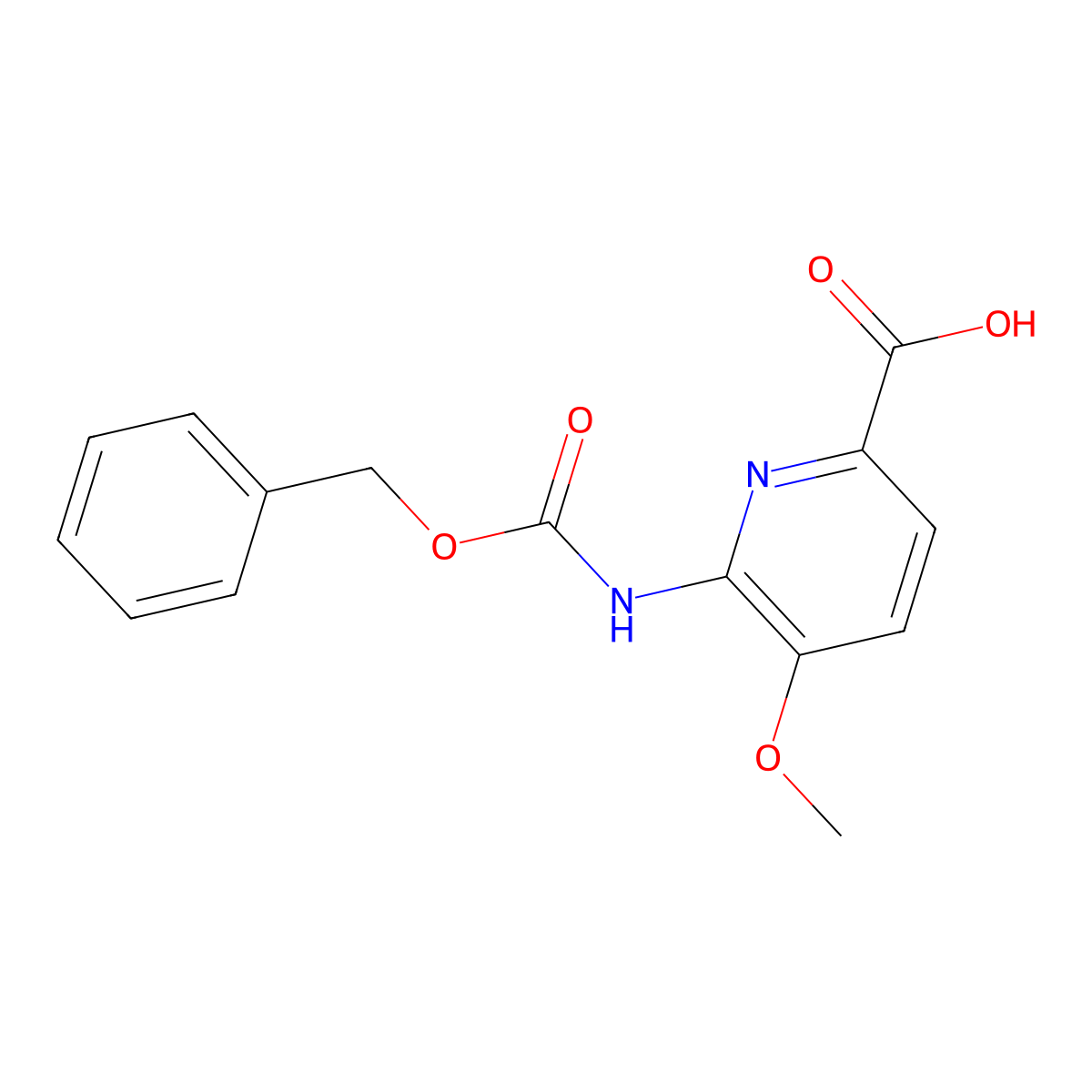 6-{[(Benzyloxy)carbonyl]amino}-5-methoxypyridine-2-carboxylic acid molecular structure, CAS 2580228-94-8