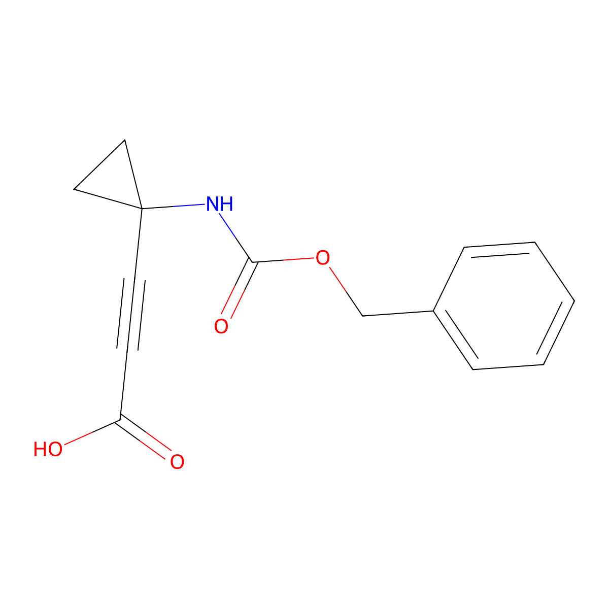 3-(1-{[(Benzyloxy)carbonyl]amino}cyclopropyl)prop-2-ynoic acid molecular structure, CAS 2580228-97-1