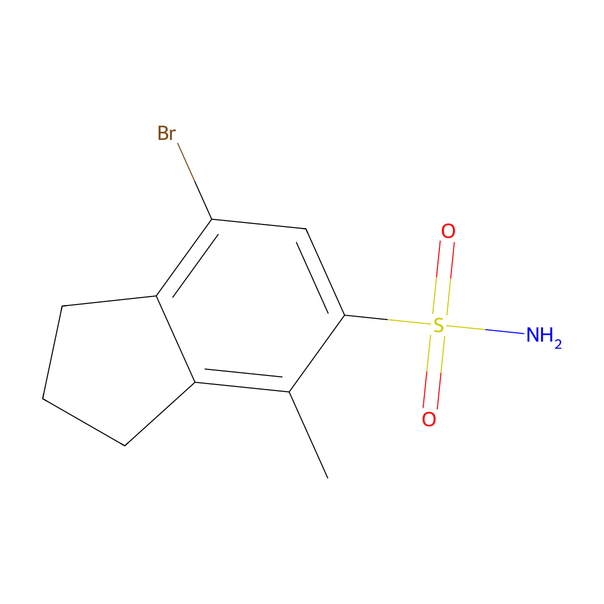 7-bromo-4-methyl-2,3-dihydro-1H-indene-5-sulfonamide molecular structure, CAS 2580230-13-1