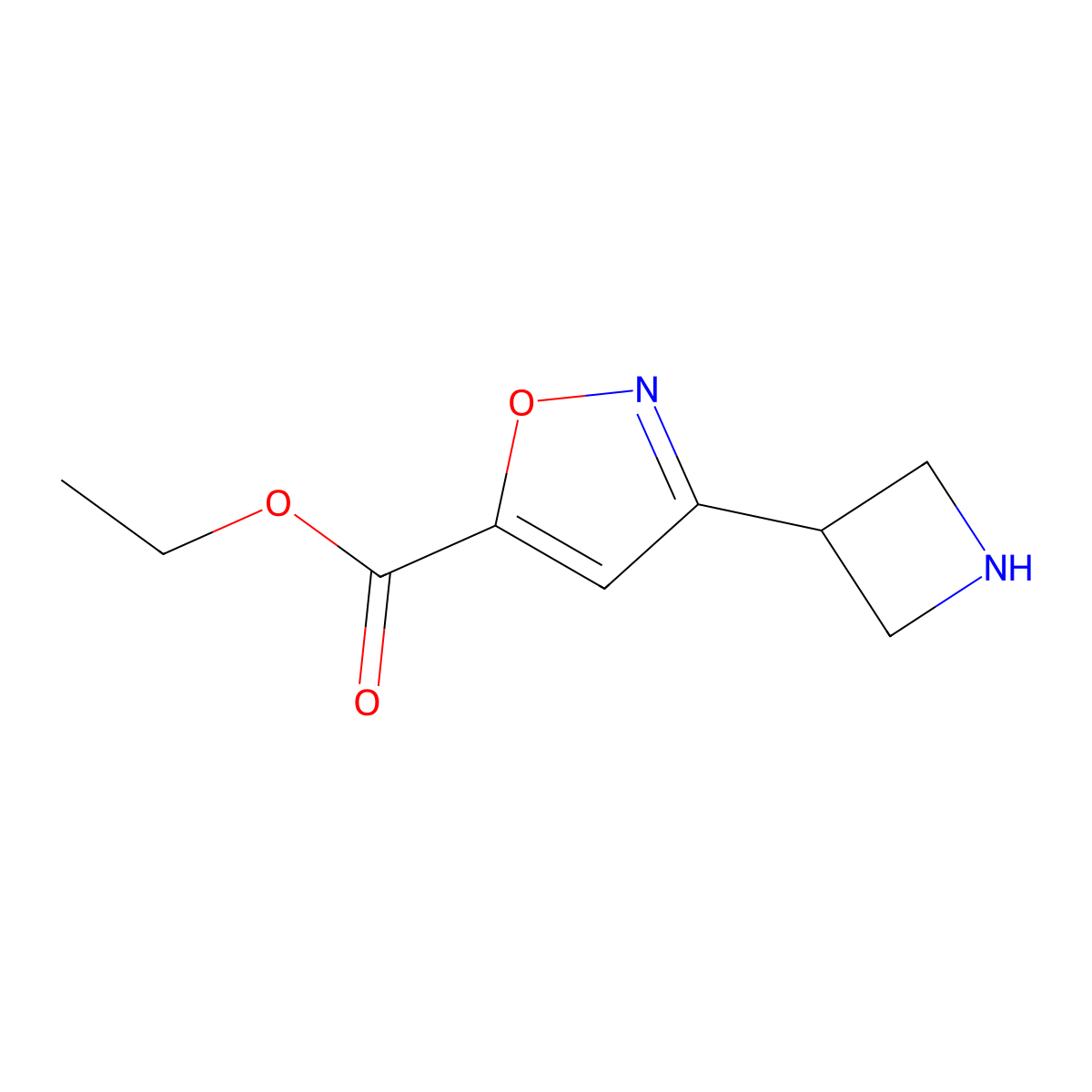 Ethyl 3-(azetidin-3-yl)-1,2-oxazole-5-carboxylate molecular structure, CAS 2580230-14-2