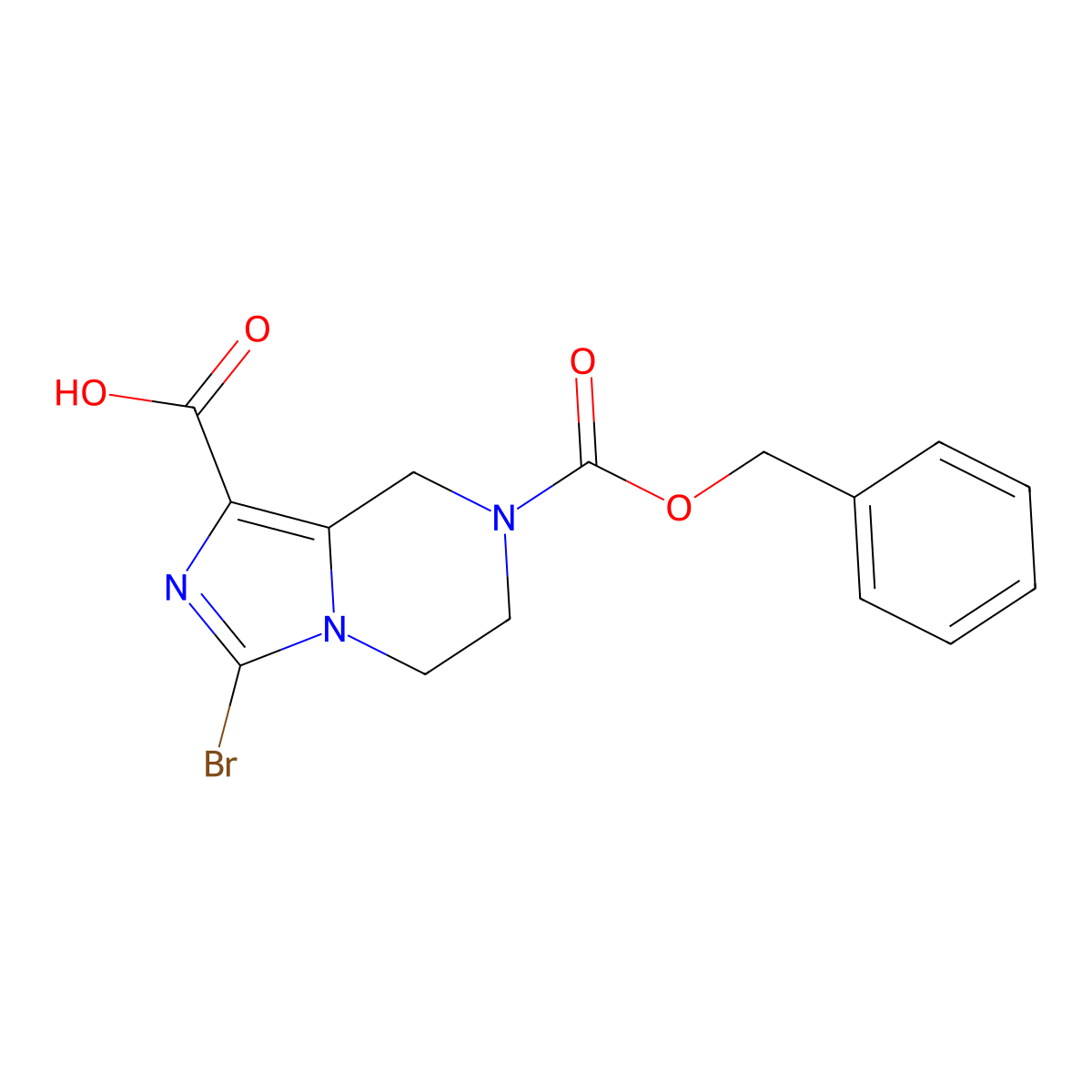 7-[(benzyloxy)carbonyl]-3-bromo-5H,6H,7H,8H-imidazo[1,5-a]pyrazine-1-carboxylic acid molecular structure, CAS 2580230-15-3