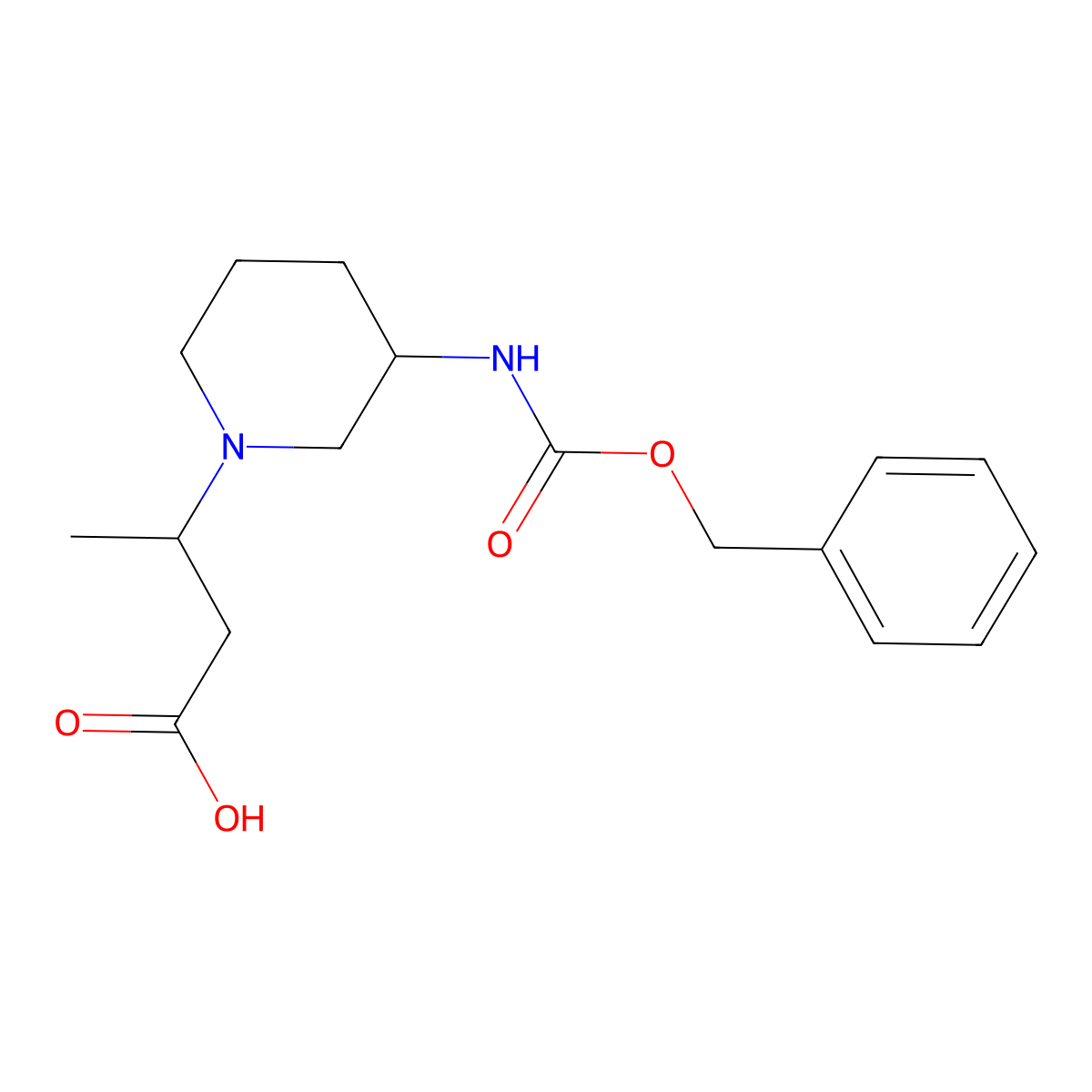 3-(3-{[(Benzyloxy)carbonyl]amino}piperidin-1-yl)butanoic acid molecular structure, CAS 2580230-18-6