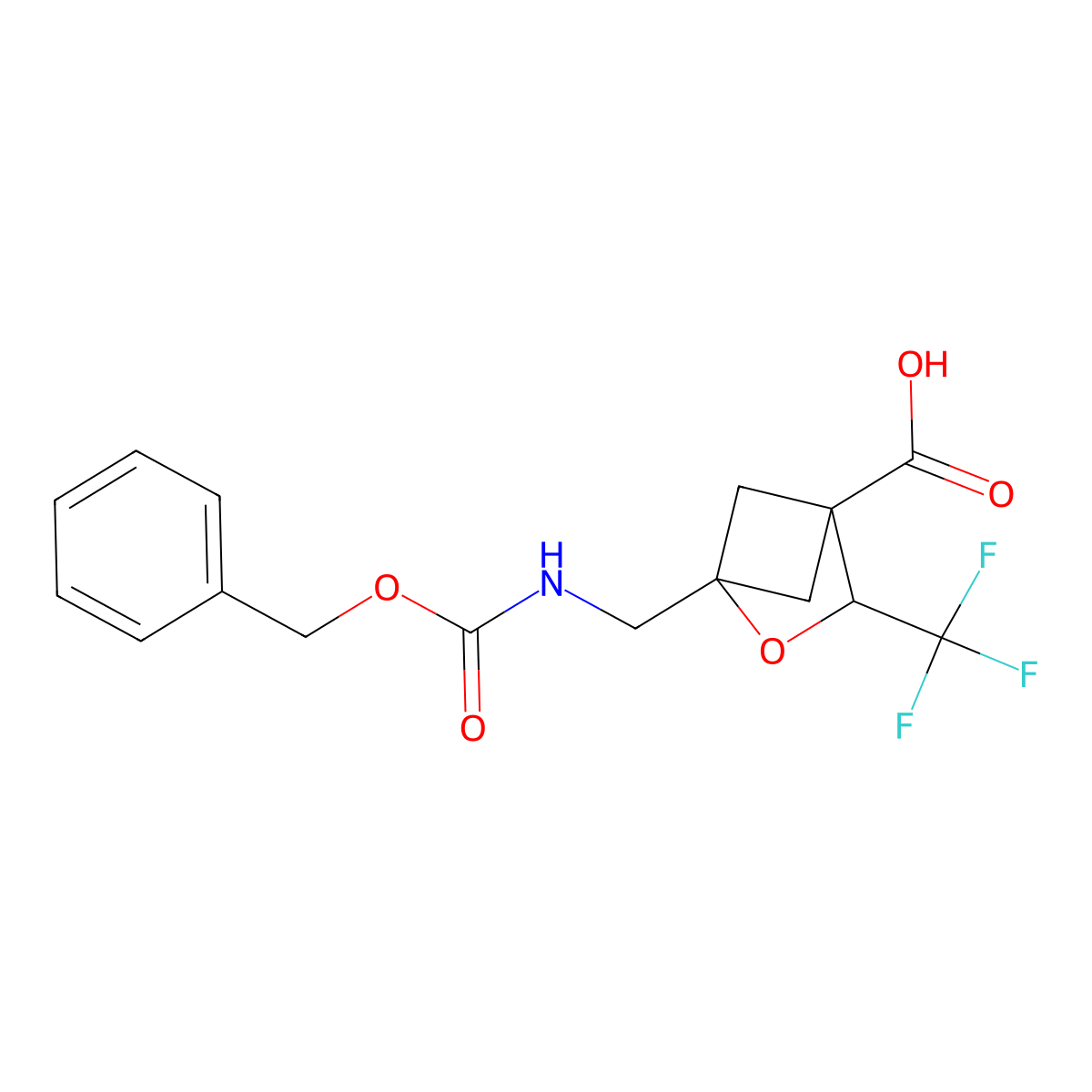 1-({[(Benzyloxy)carbonyl]amino}methyl)-3-(trifluoromethyl)-2-oxabicyclo[2.1.1]hexane-4-carboxylic acid molecular structure, CAS 2580230-23-3