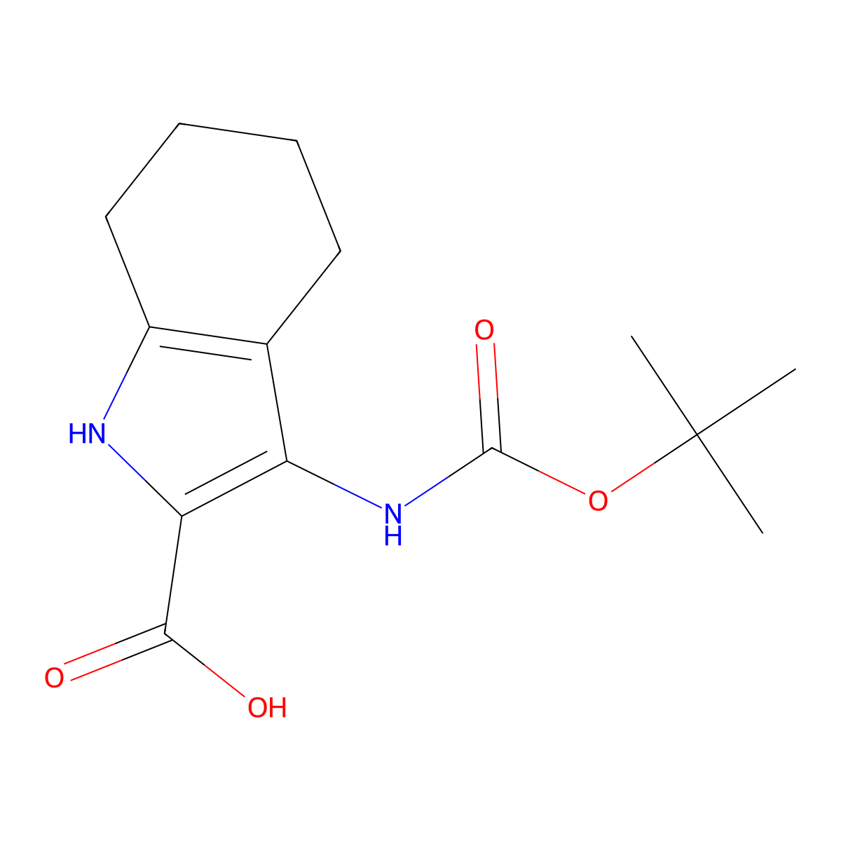3-{[(tert-butoxy)carbonyl]amino}-4,5,6,7-tetrahydro-1H-indole-2-carboxylic acid molecular structure, CAS 2580230-24-4