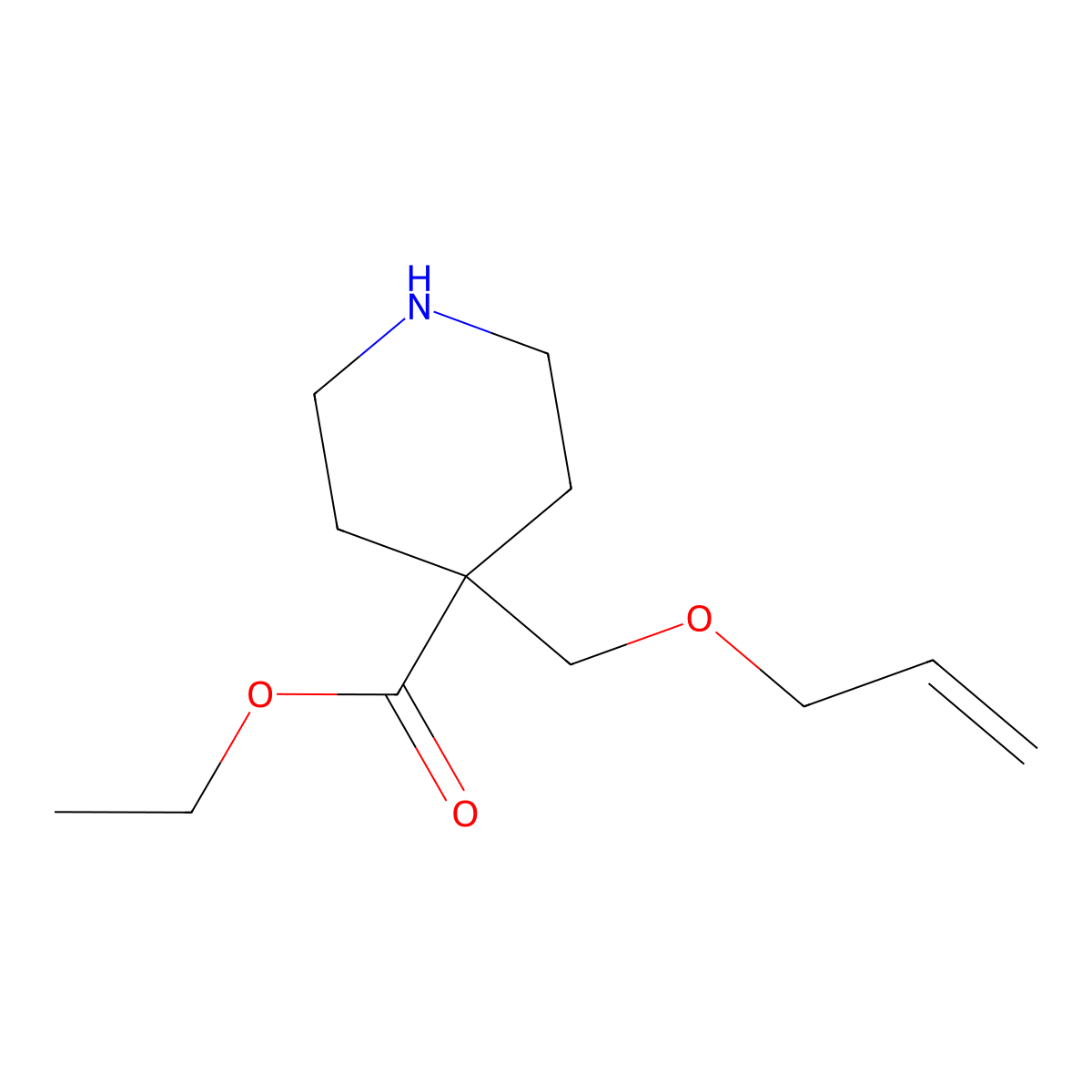 Ethyl 4-[(prop-2-en-1-yloxy)methyl]piperidine-4-carboxylate molecular structure, CAS 2580230-28-8