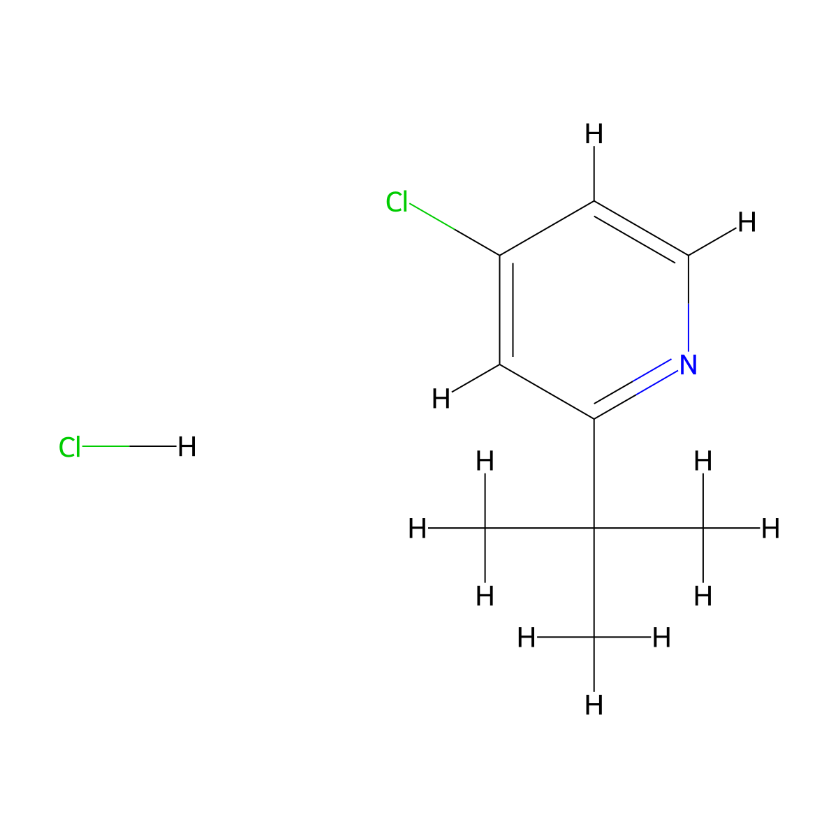 2-Tert-butyl-4-chloropyridine hydrochloride molecular structure, CAS 2580230-34-6